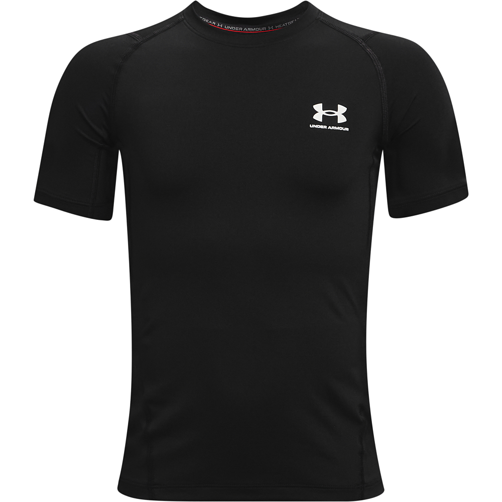 Image of Under Armour HeatGear Armour Short-Sleeve Base-Layer Shirt for Kids - Black/White - S