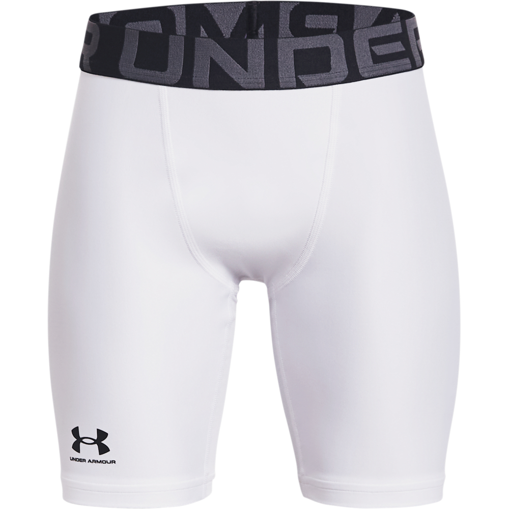 Image of Under Armour HeatGear Armour Base-Layer Shorts for Kids - White/Black - S