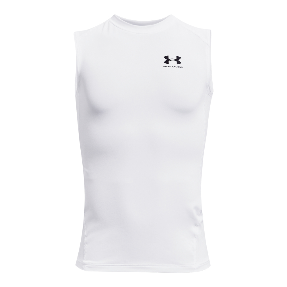 Image of Under Armour HeatGear Armour Sleeveless Base-Layer Top for Kids - White/Black - L