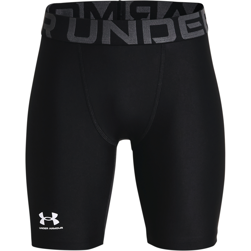 Image of Under Armour HeatGear Armour Base-Layer Shorts for Kids - Black/White - XS