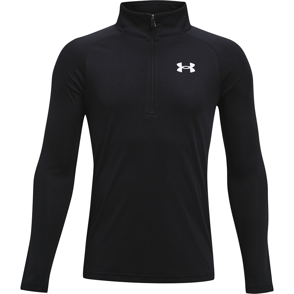 Image of Under Armour UA Tech 2.0 Half-Zip Long-Sleeve Shirt for Kids - Black/White - S