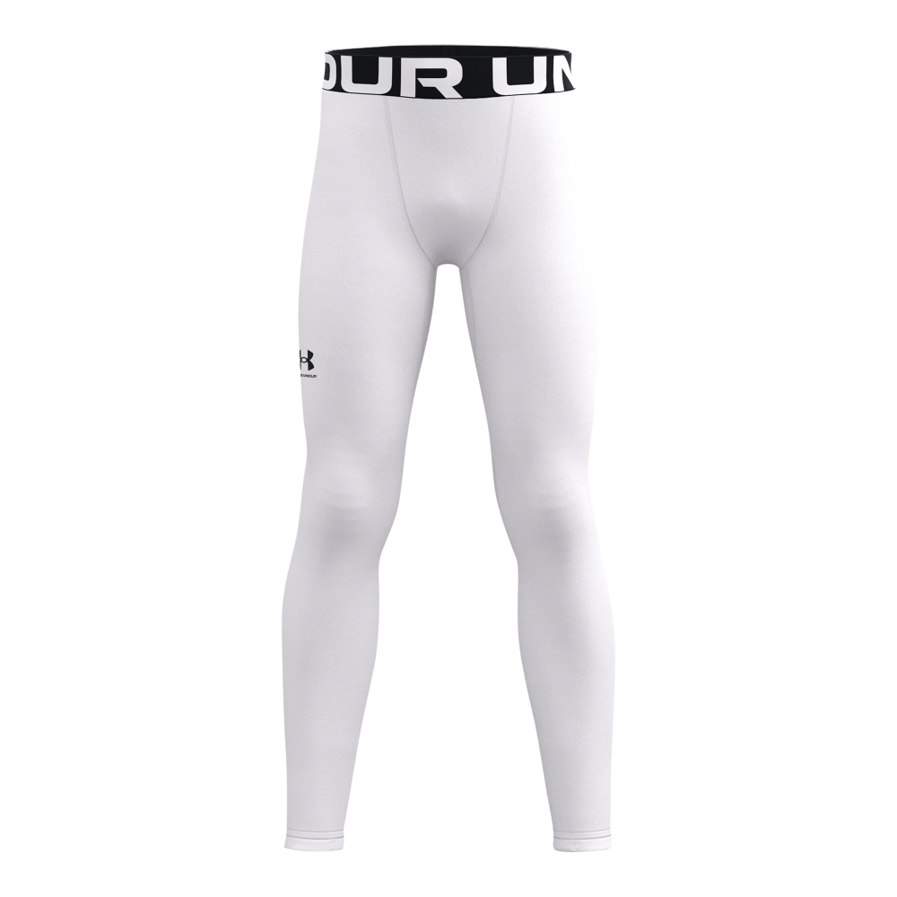 Image of Under Armour ColdGear Base Layer Pants for Boys - White/Black - XS