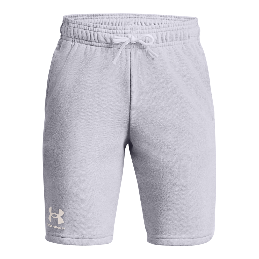 Image of Under Armour Rival Terry Shorts for Kids - Mod Gray Light Heather/Onyx White