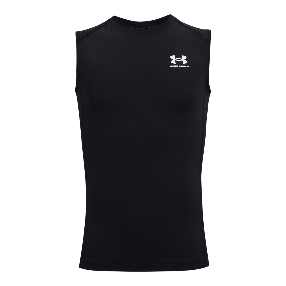 Image of Under Armour HeatGear Armour Sleeveless Base-Layer Top for Kids - Black/White - XS