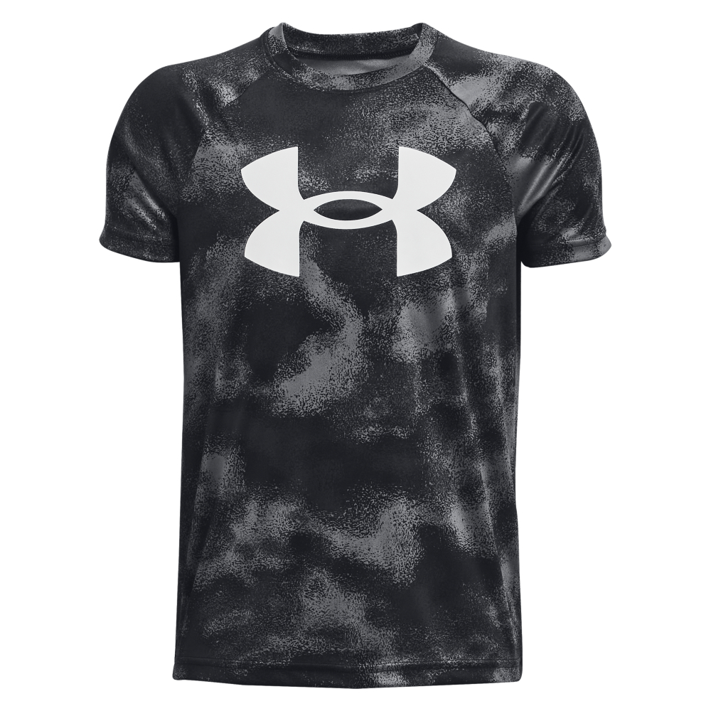 Image of Under Armour UA Tech Big Logo Printed Short-Sleeve T-Shirt for Kids - Black/Black/White