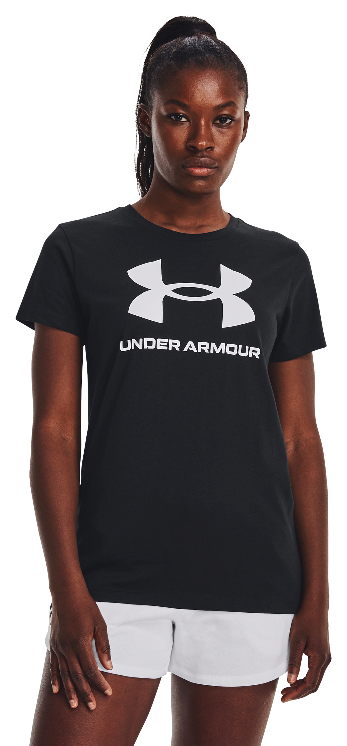 Image of Under Armour Live Sportstyle Graphic Short-Sleeve T-Shirt for Ladies - Black/White-23 - M