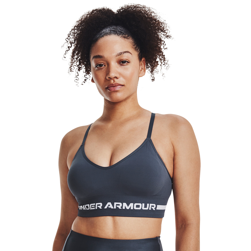 Under Armour UA Seamless Low Long Sports Bra for Ladies - Downpour Gray/White