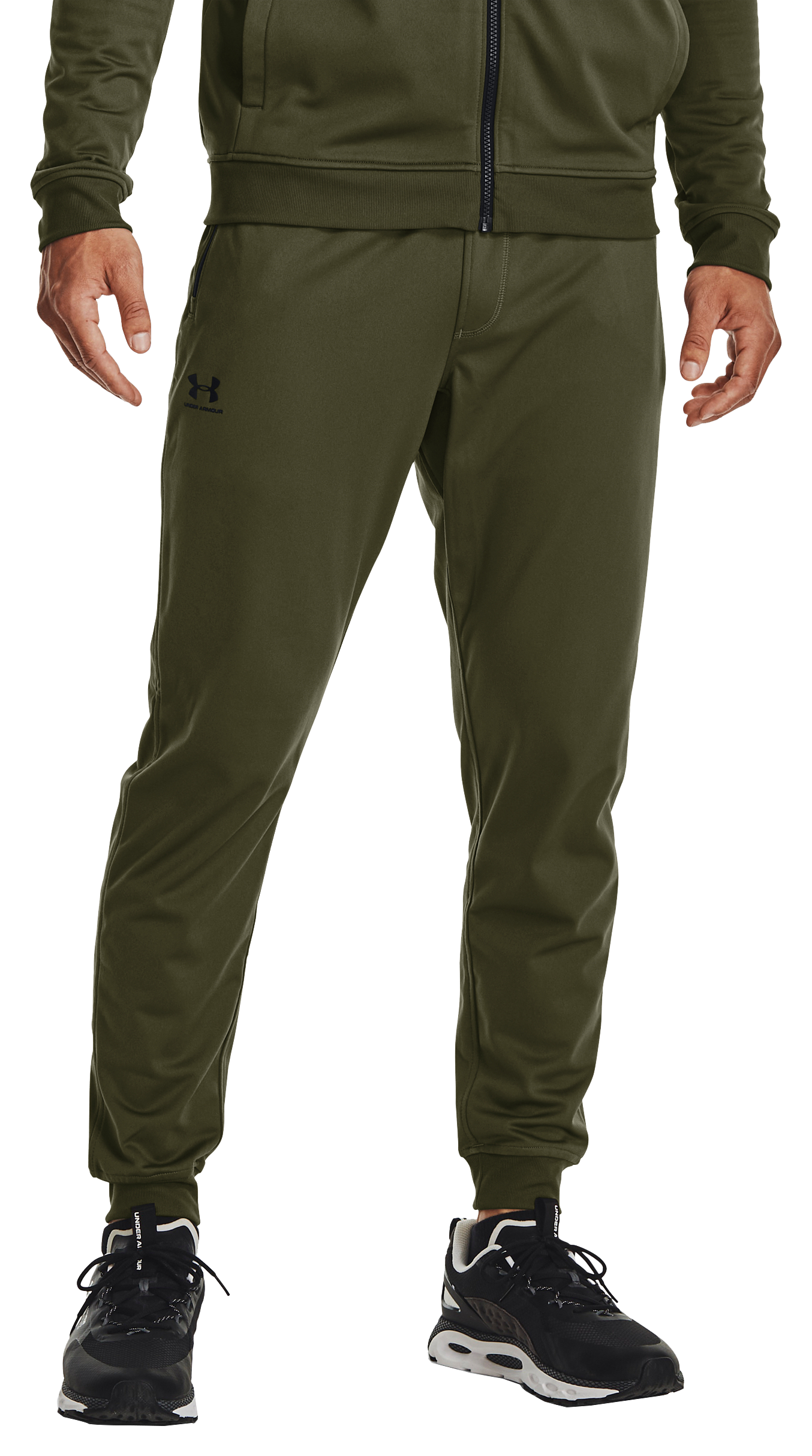 Image of Under Armour UA Sportstyle Joggers for Men - Marine OD Green/Black - MT