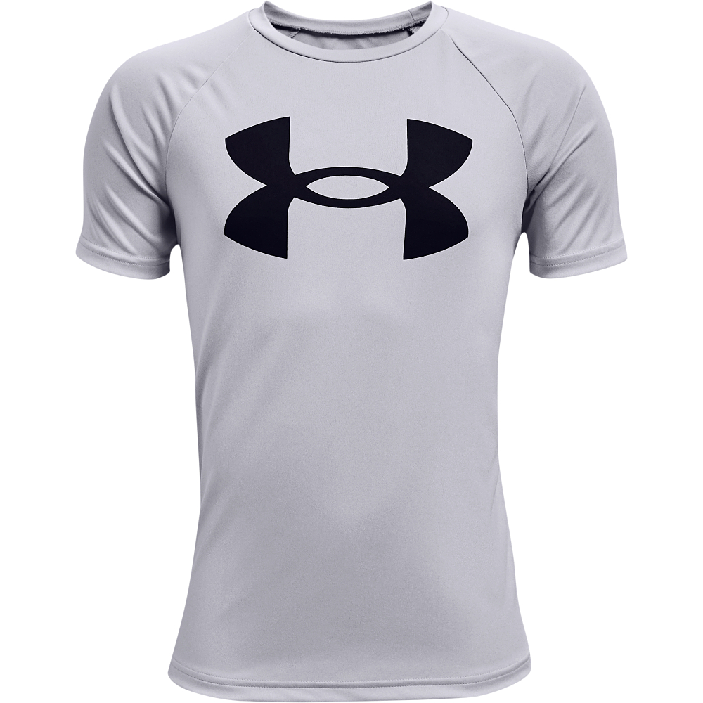 Image of Under Armour Tech Big Logo Short-Sleeve T-Shirt for Kids - Mod Gray Light Heather/Black - S