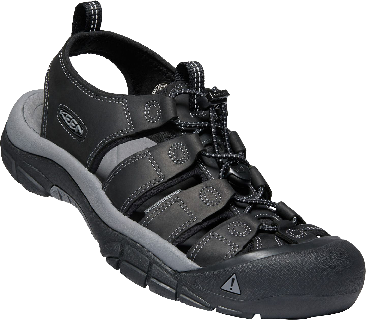 Image of KEEN Newport Leather Hiking Sandals for Men - Black/Steel Grey - 9M