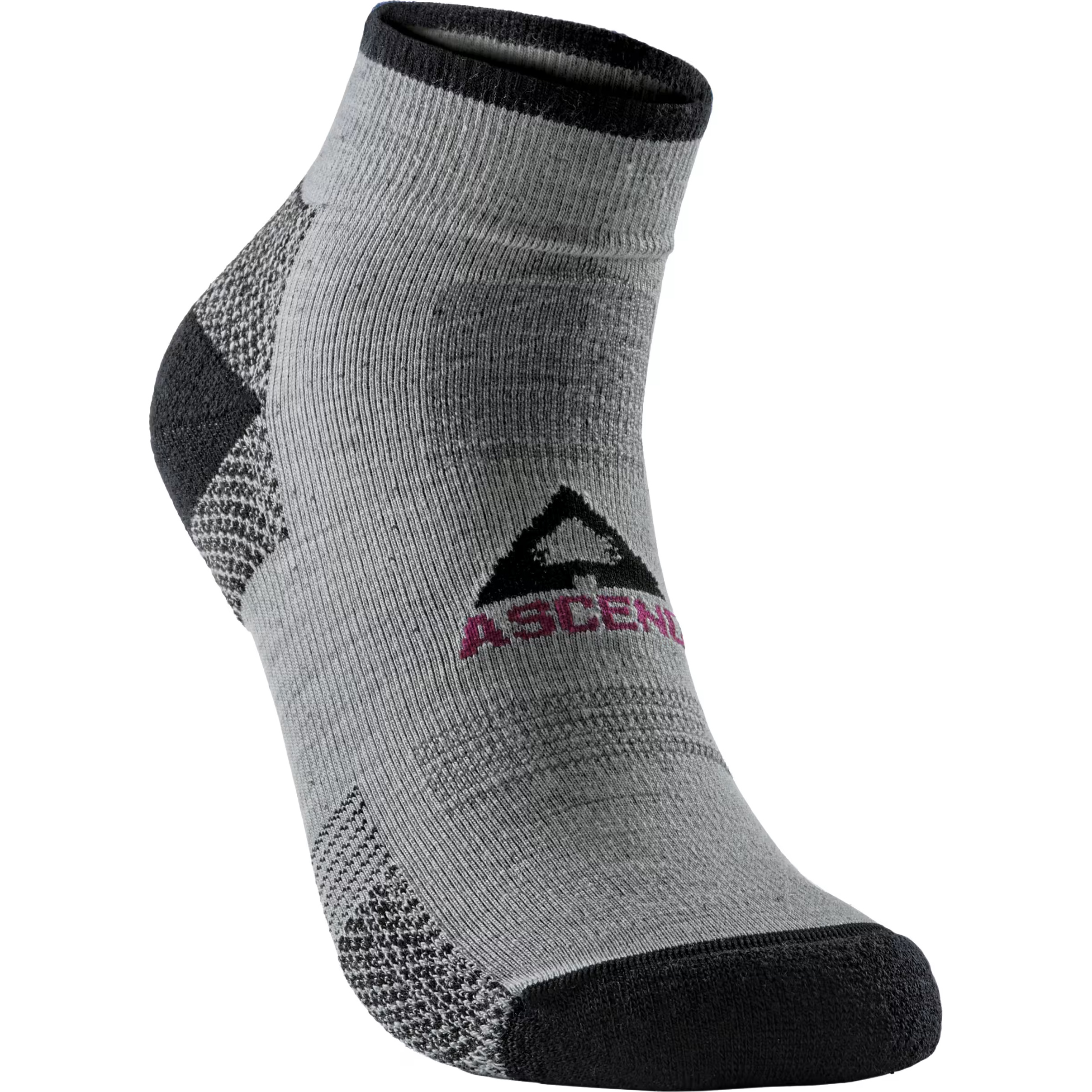 Image of Ascend Hiker Quarter Crew 2.0 Socks 1-Pair Pack - Silver/Black - XL