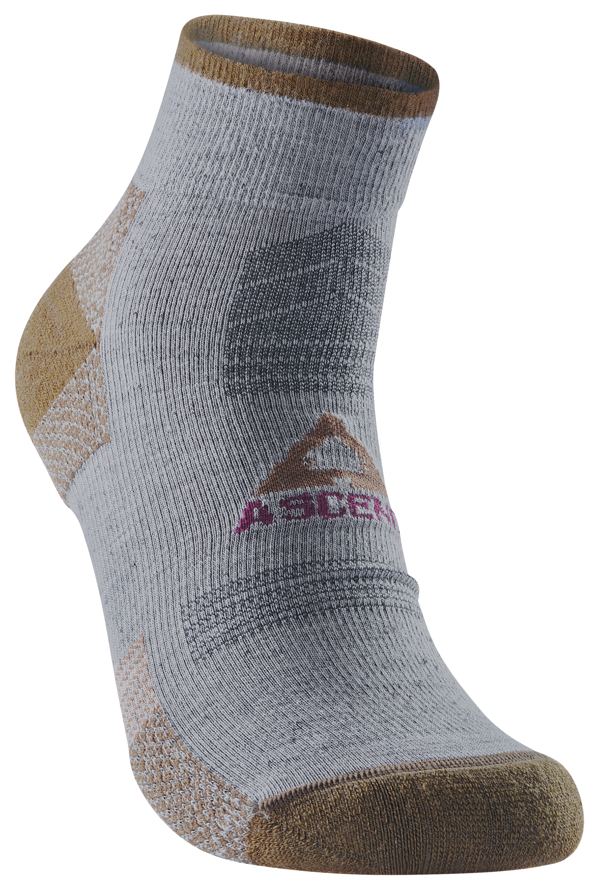 Image of Ascend Hiker Quarter Crew 2.0 Socks 1-Pair Pack - Desert Tan/Natural - S