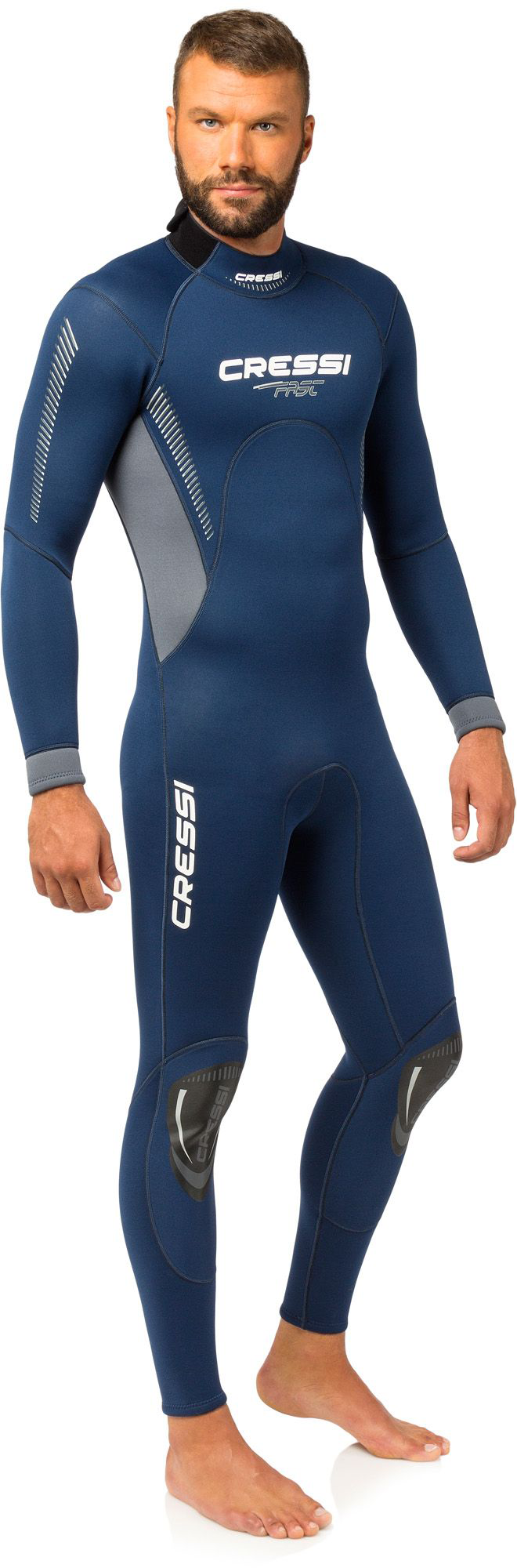 Image of Cressi Fast 3mm Back-Zip Full Wetsuit - Blue/Grey - S
