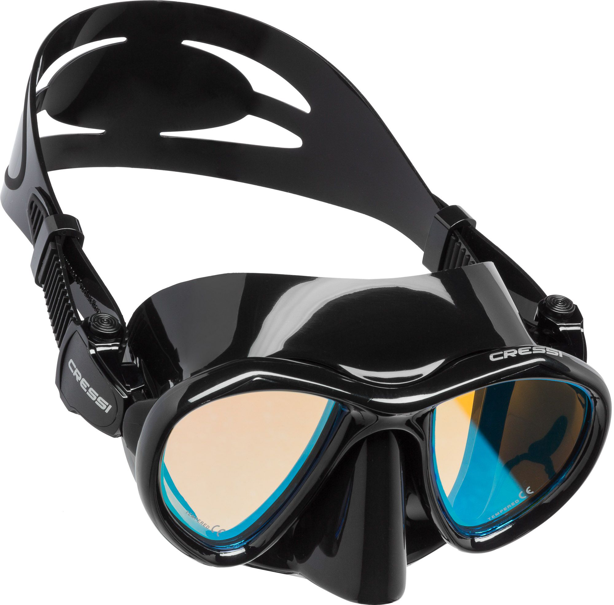 Image of Cressi Metis Free Diving Mask - Black/Black/Mirrored