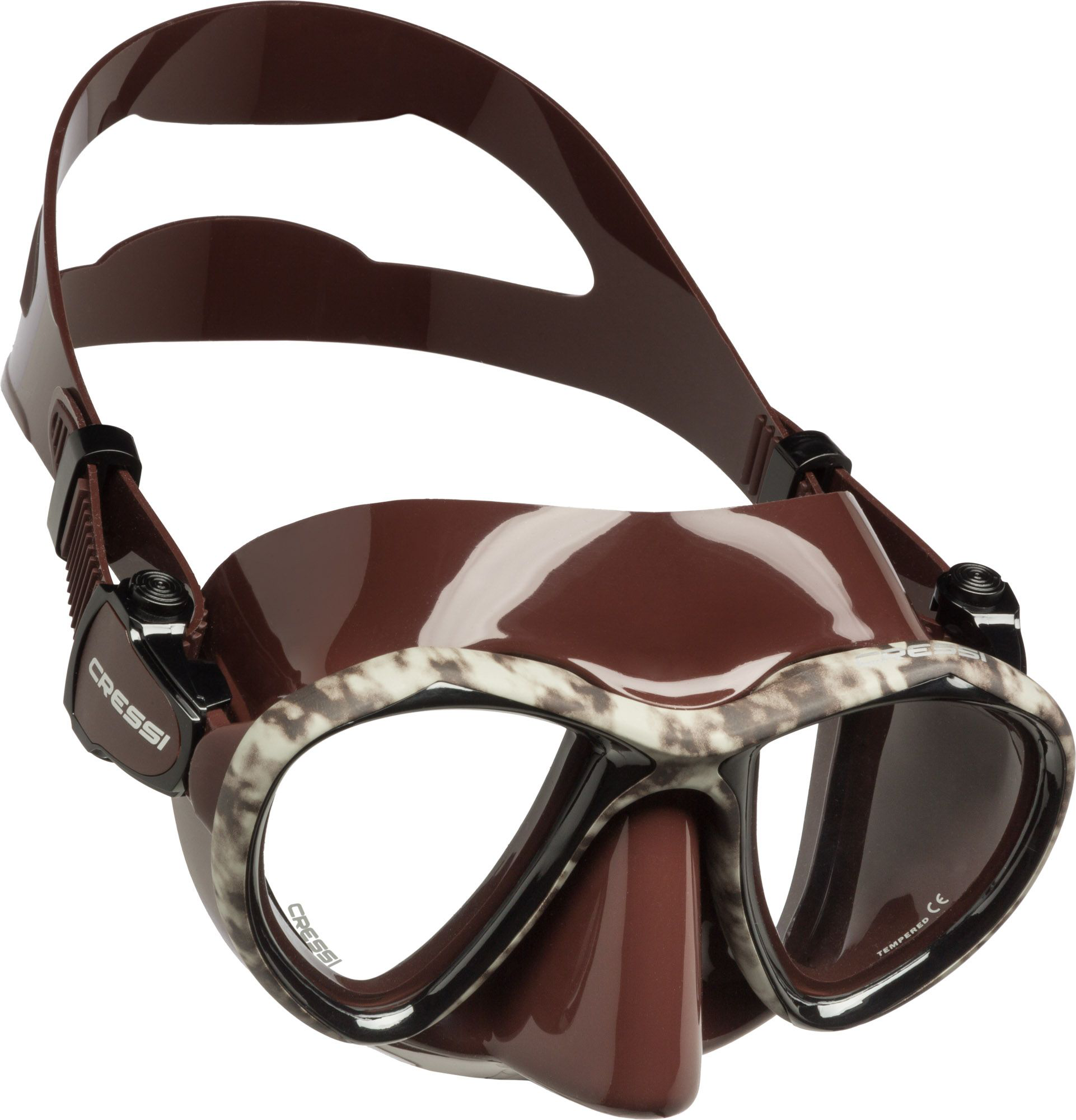 Image of Cressi Metis Free Diving Mask - Brown/Camo Brown