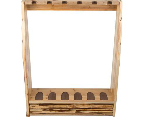 Rush Creek Creations 6-Gun Storage Rack with Accessory Compartment