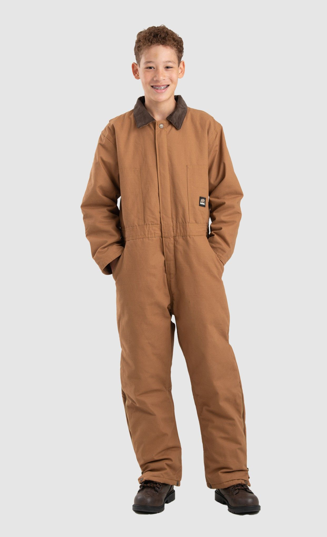 Image of Berne Softstone Insulated Coveralls for Kids - Brown Duck - XS