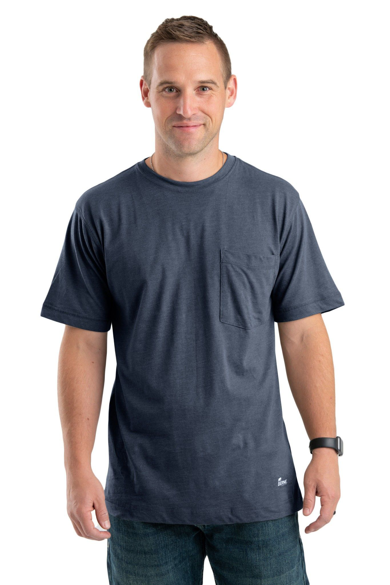 Image of Berne Performance Pocket Short-Sleeve T-Shirt - Space Blue