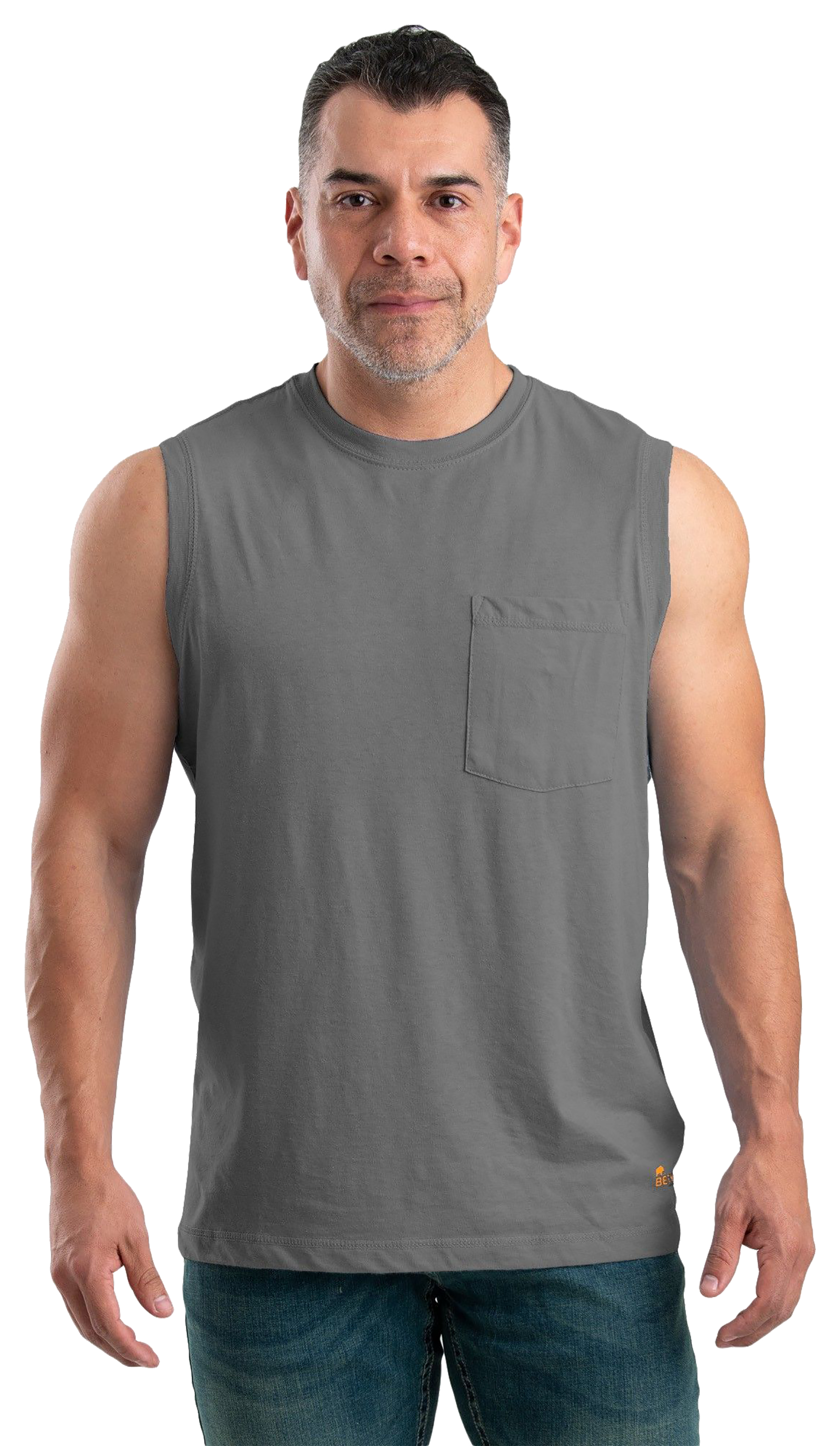 Image of Berne Performance Sleeveless Pocket T-Shirt - Grey