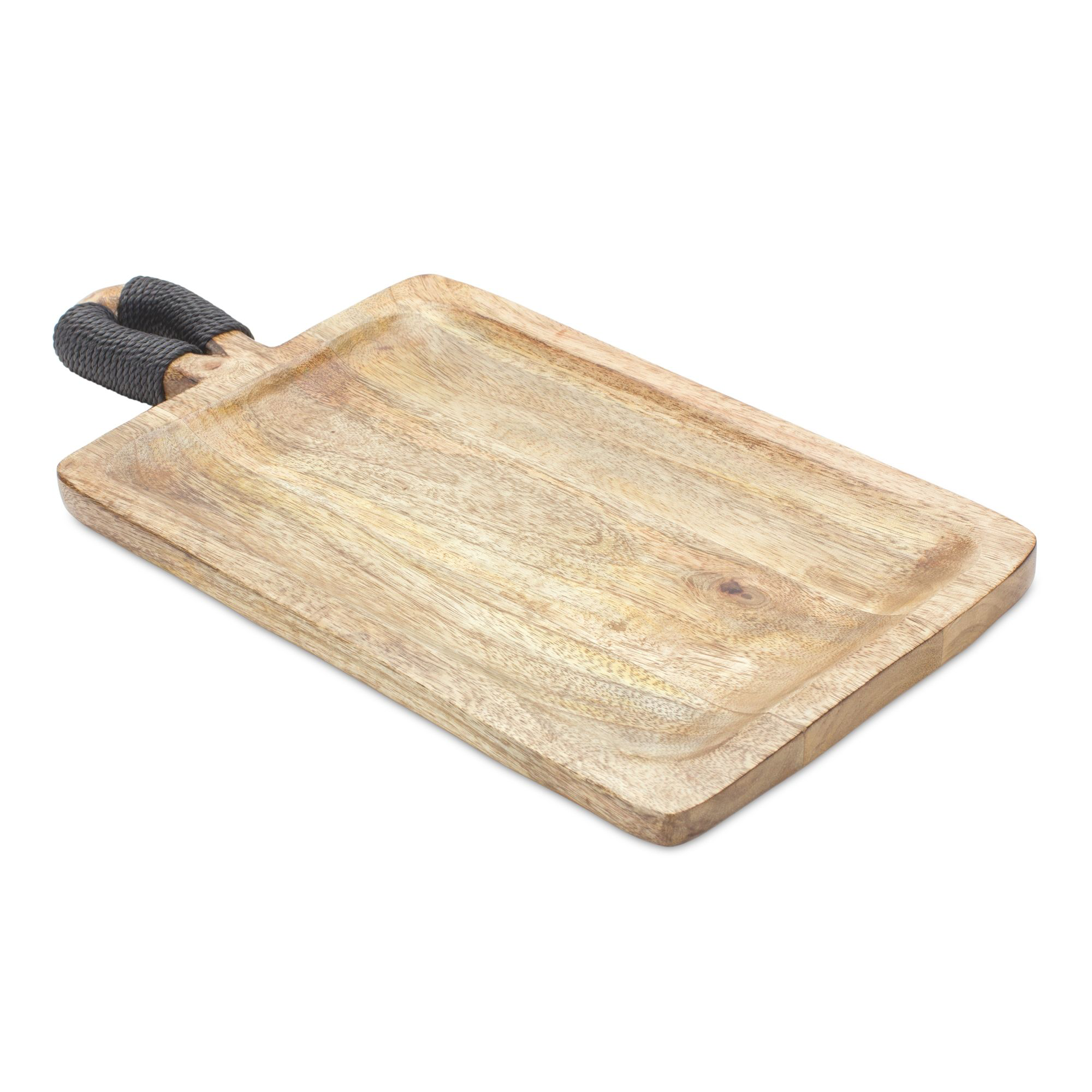 Image of Melrose International Mango-Wood Trays with Handles Set of 2