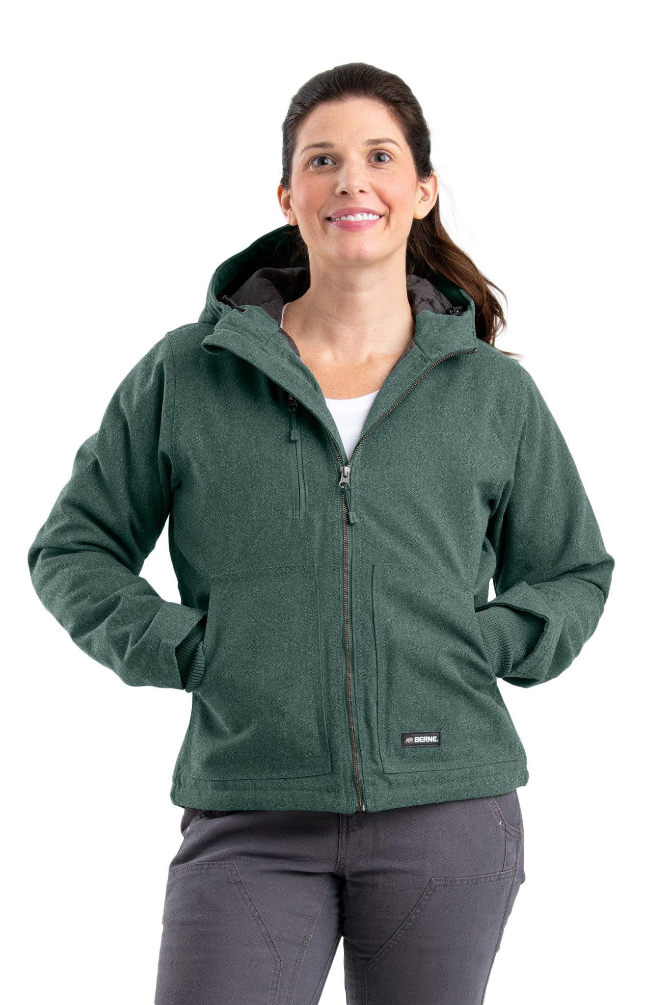 Image of Berne Heathered Duck Hooded Jacket for Ladies - Jade - 3XL