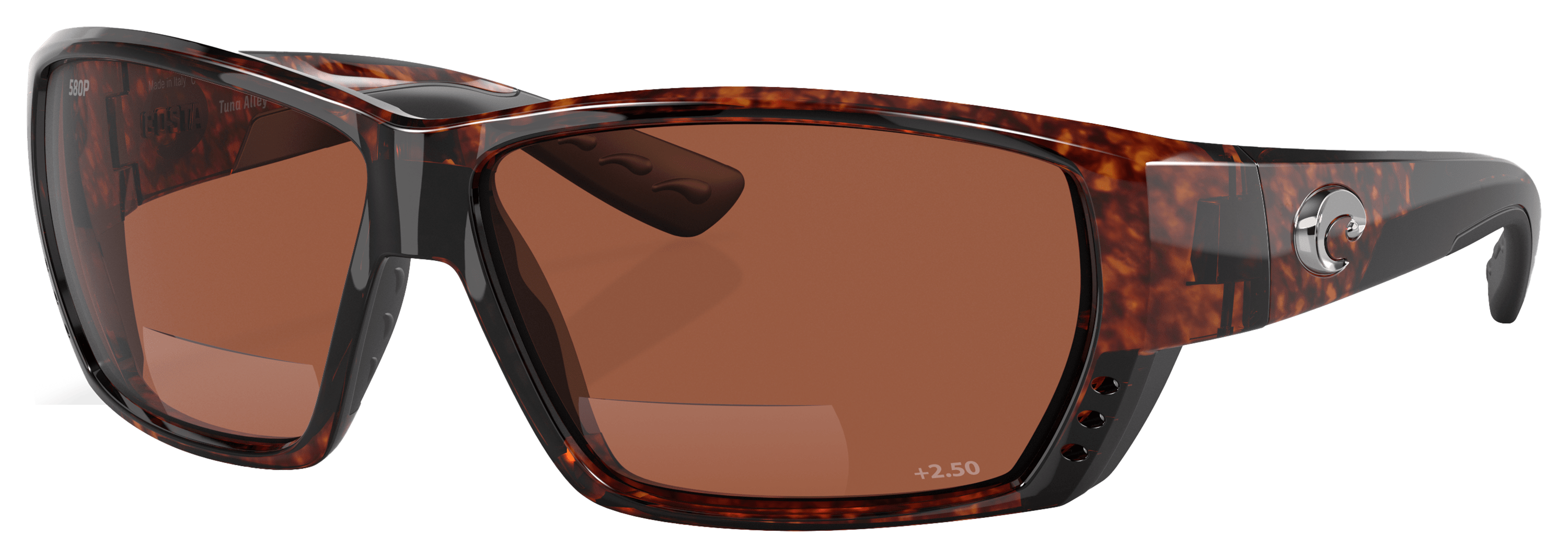 Image of Costa Del Mar Tuna Alley Readers 580P Polarized Reading Sunglasses - Tortoise/Copper - X-Large - 2.50