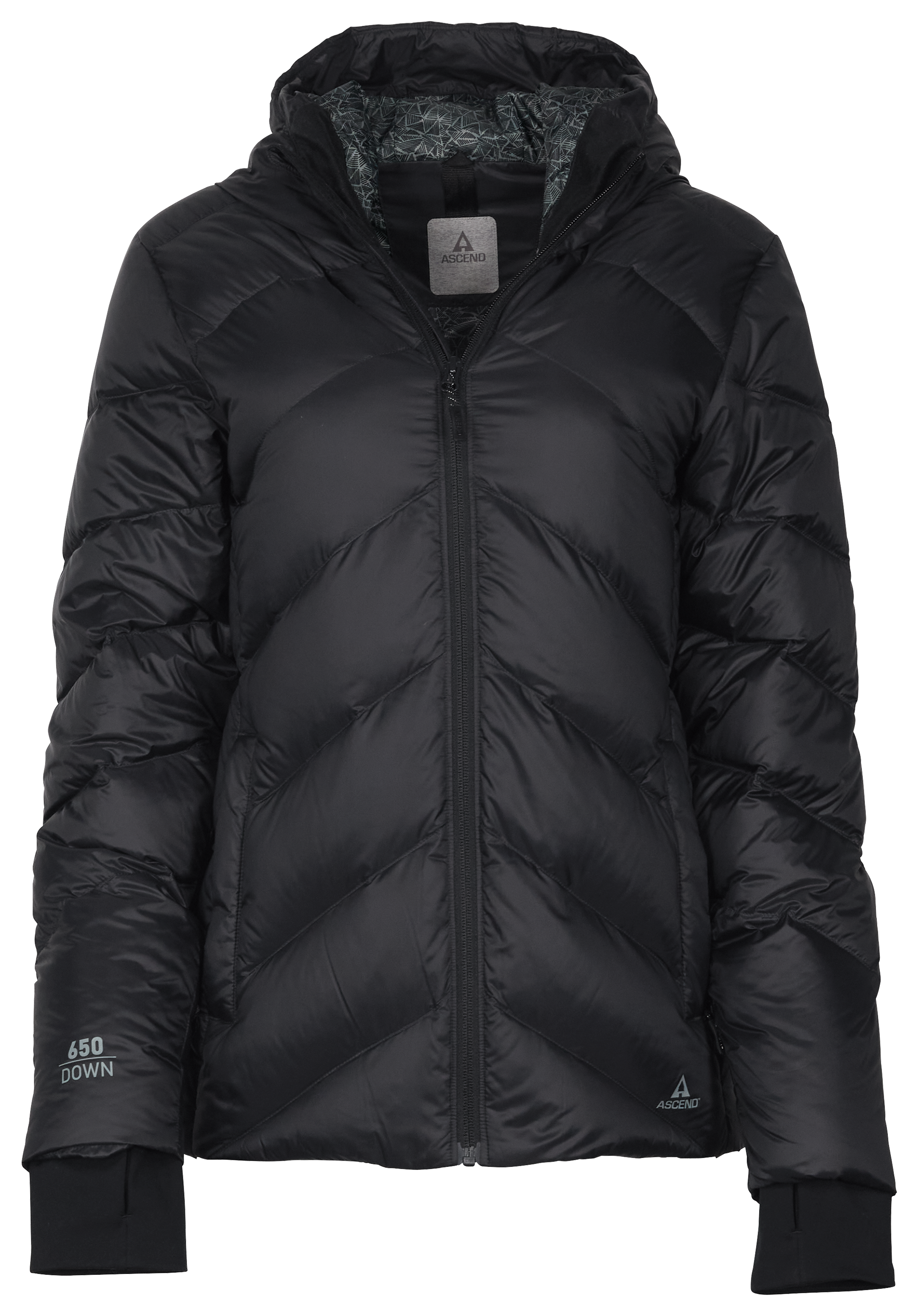 Image of Ascend Excel Down Hooded Jacket for Ladies - Black - XL