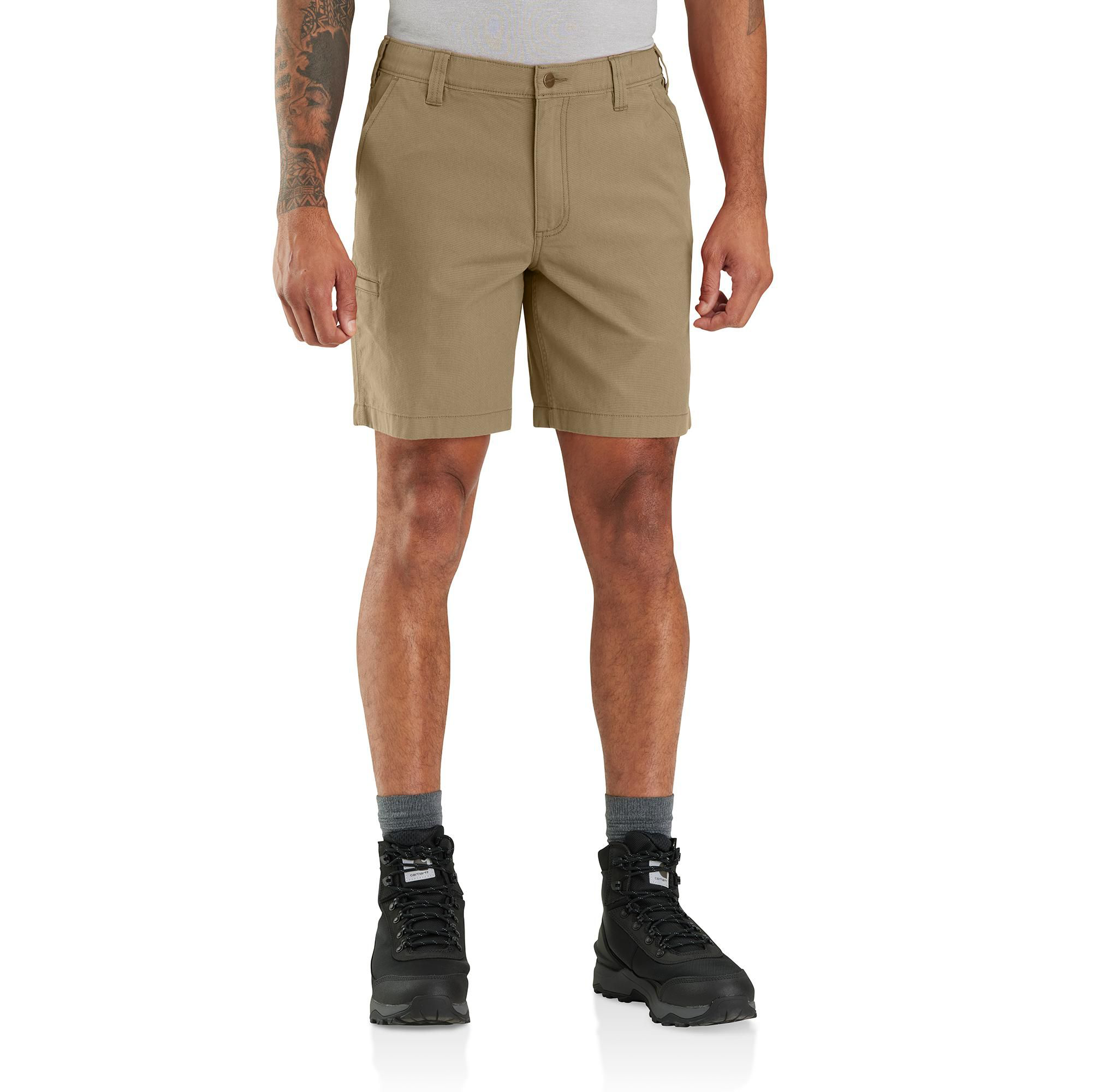 Image of Carhartt Rugged Flex Relaxed-Fit Canvas Work Shorts for Men - Dark Khaki