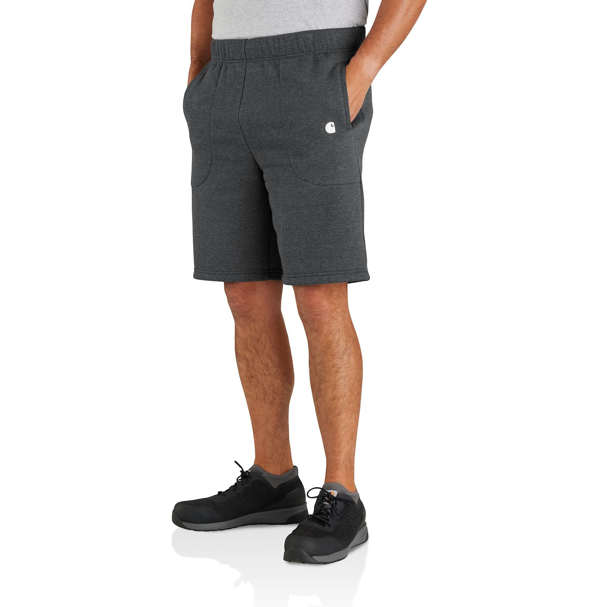 Image of Carhartt Relaxed-Fit Midweight Fleece Shorts for Men - Carbon Heather - L