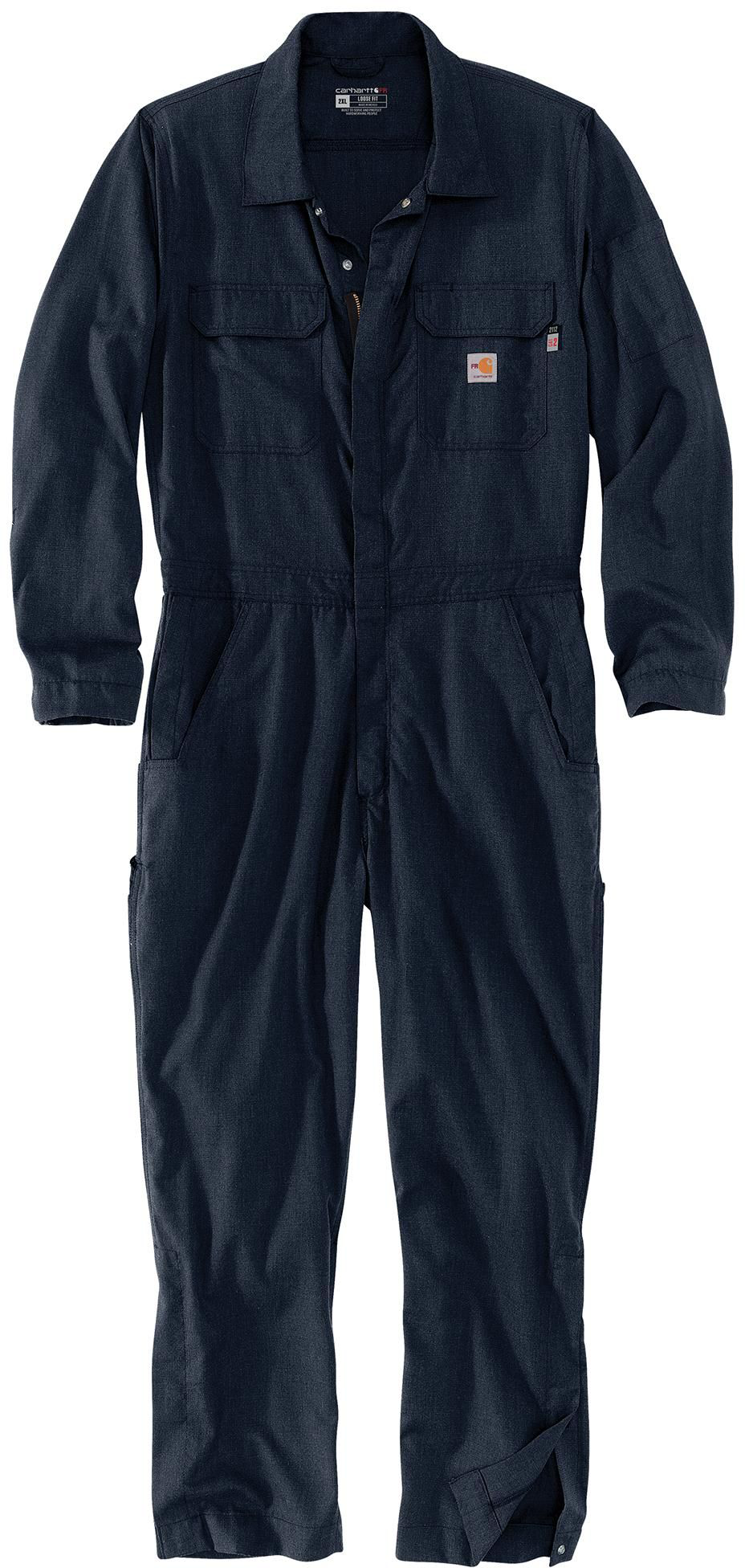 Image of Carhartt Force Flame-Resistant Lightweight Loose-Fit Coveralls for Men - Navy