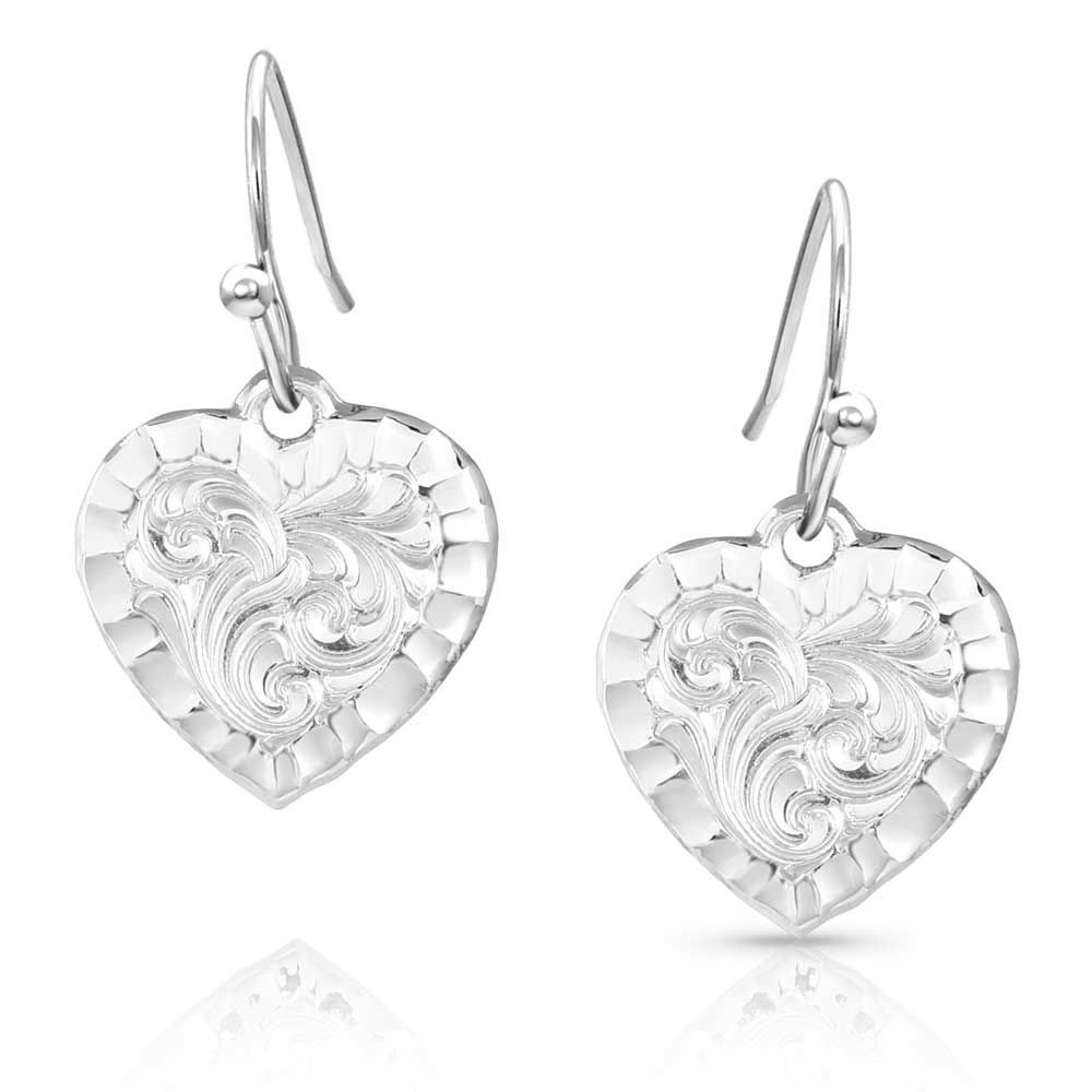 Image of Montana Silversmiths Chiseled Heart Hook Earrings