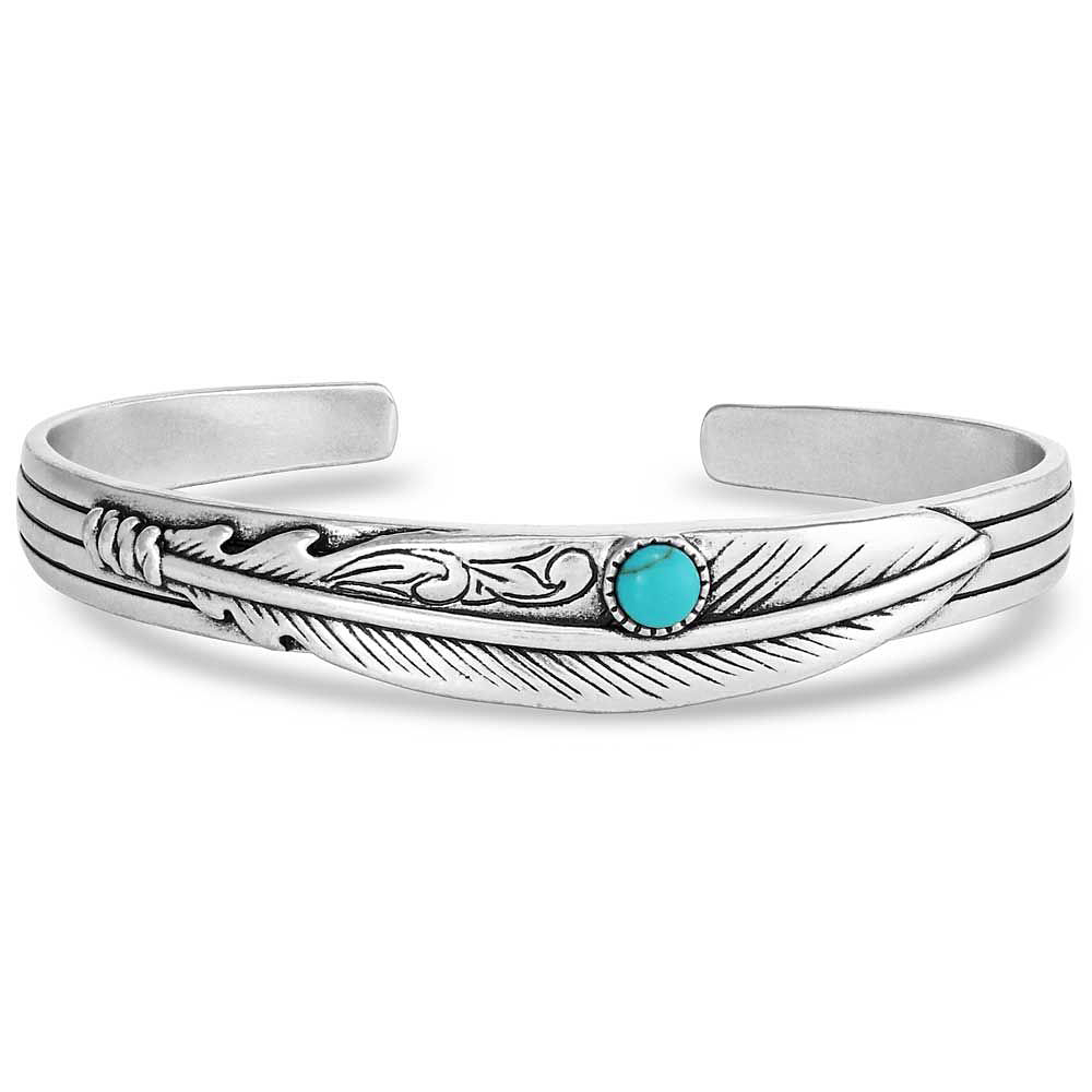 Image of Montana Silversmiths Solo Flight Turquoise Feather Cuff Bracelet