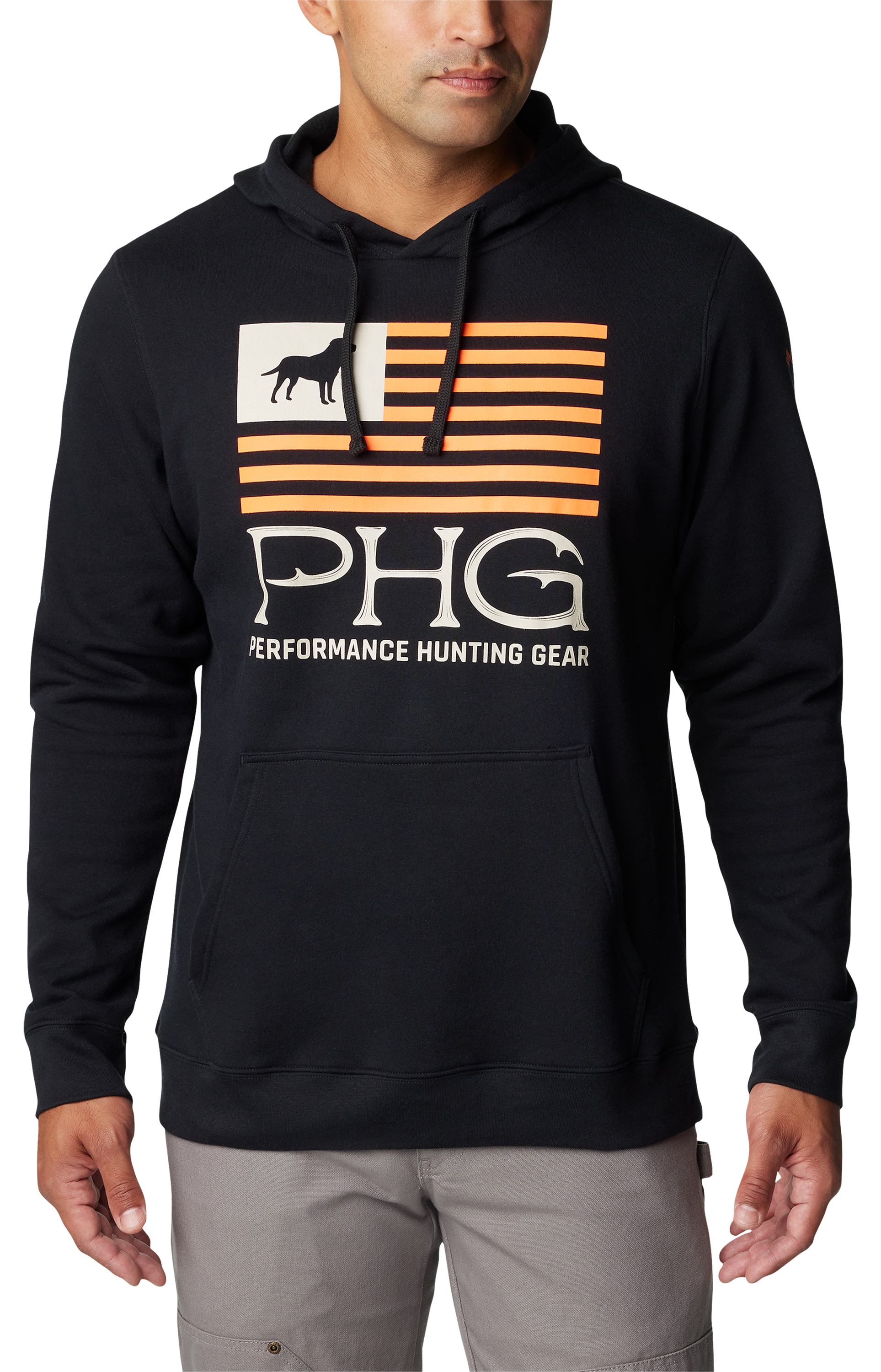 Image of Columbia PHG Hunt Star Flag Long-Sleeve Hoodie for Men - Black - S