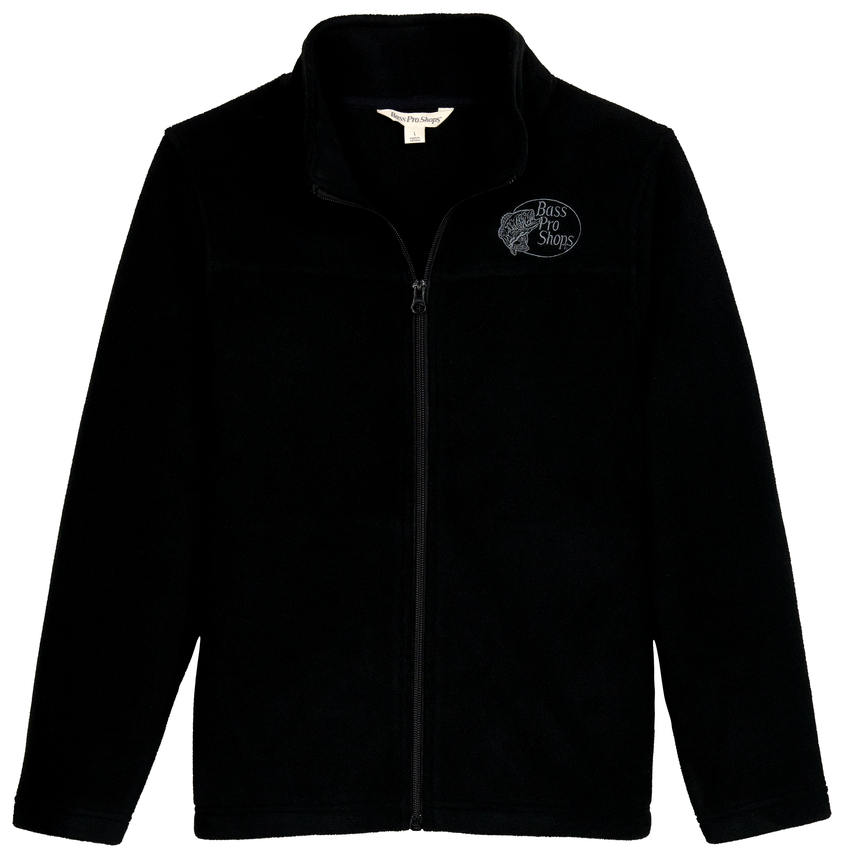 Image of Bass Pro Shops Full-Zip Fleece Jacket for Kids - Black - S