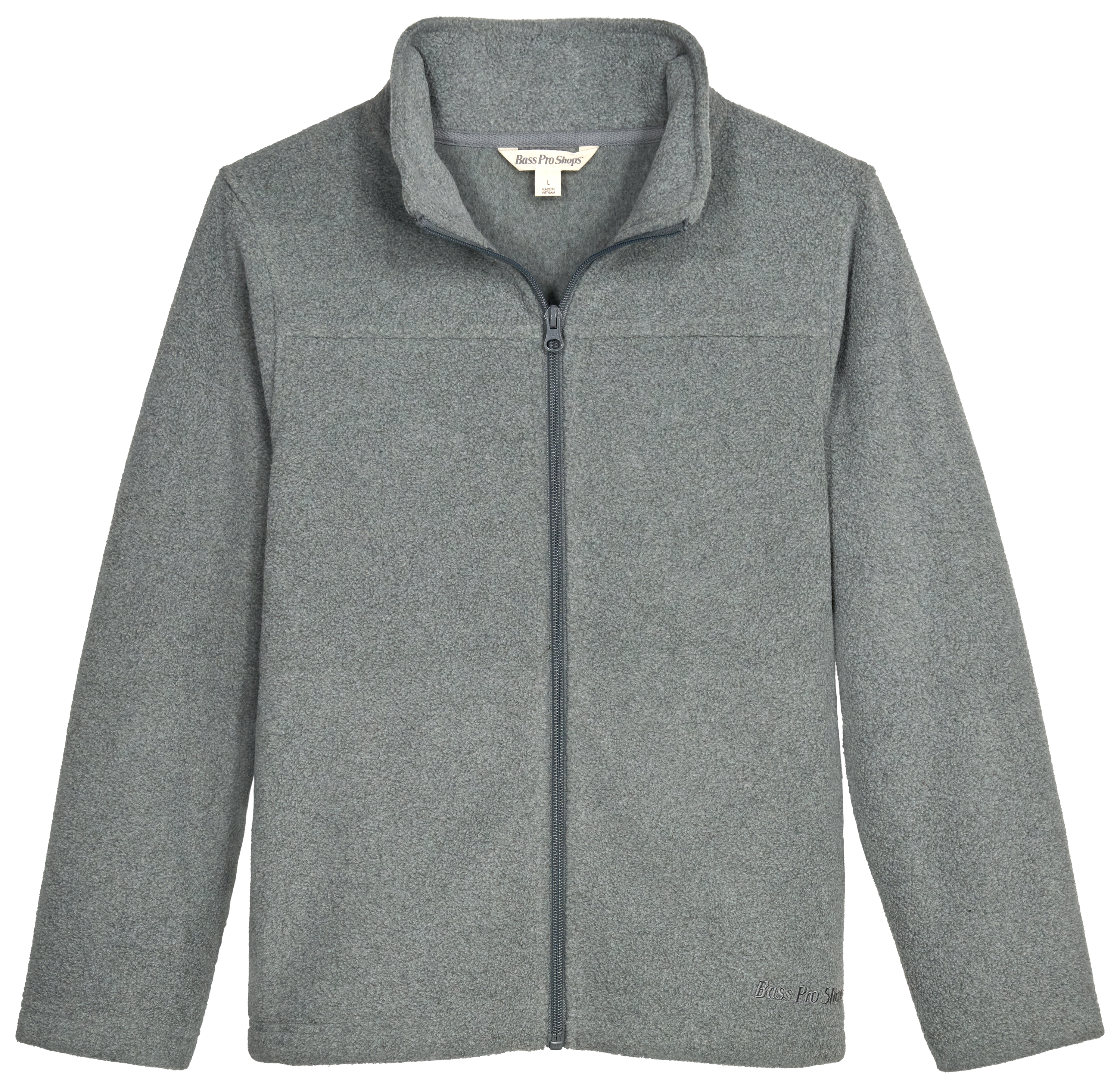 Image of Bass Pro Shops Full-Zip Fleece Jacket for Kids - Heather Gray - XS