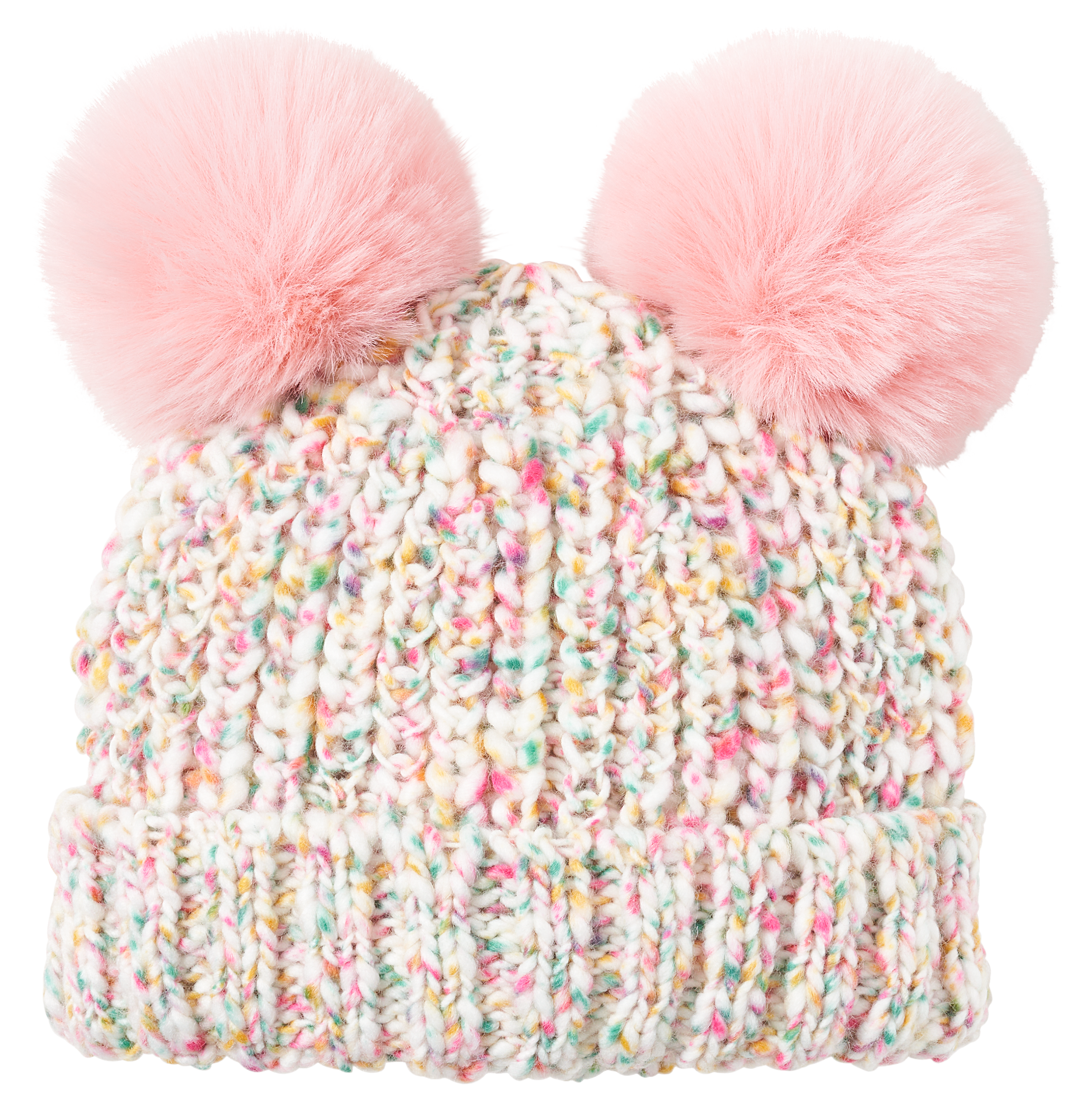 GRAND SIERRA Sprinkle Double-Pom Cuff Beanie Hat for Toddlers
