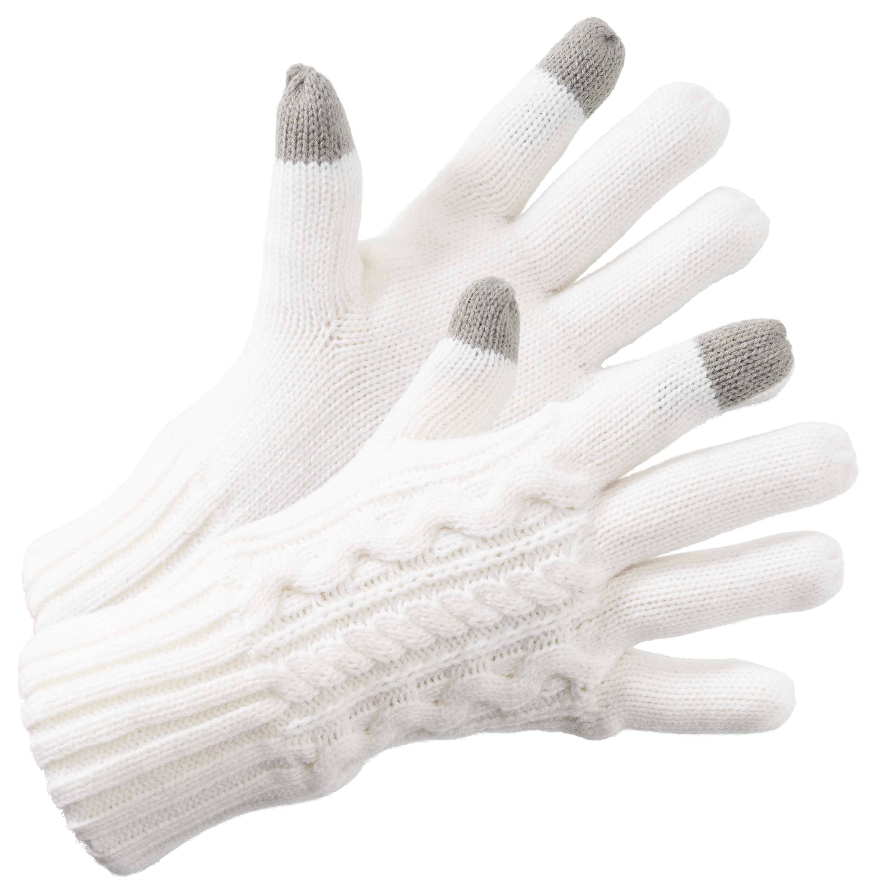 Image of Natural Reflections Fleece-Lined Touch-Screen Cable-Knit Gloves - Cream