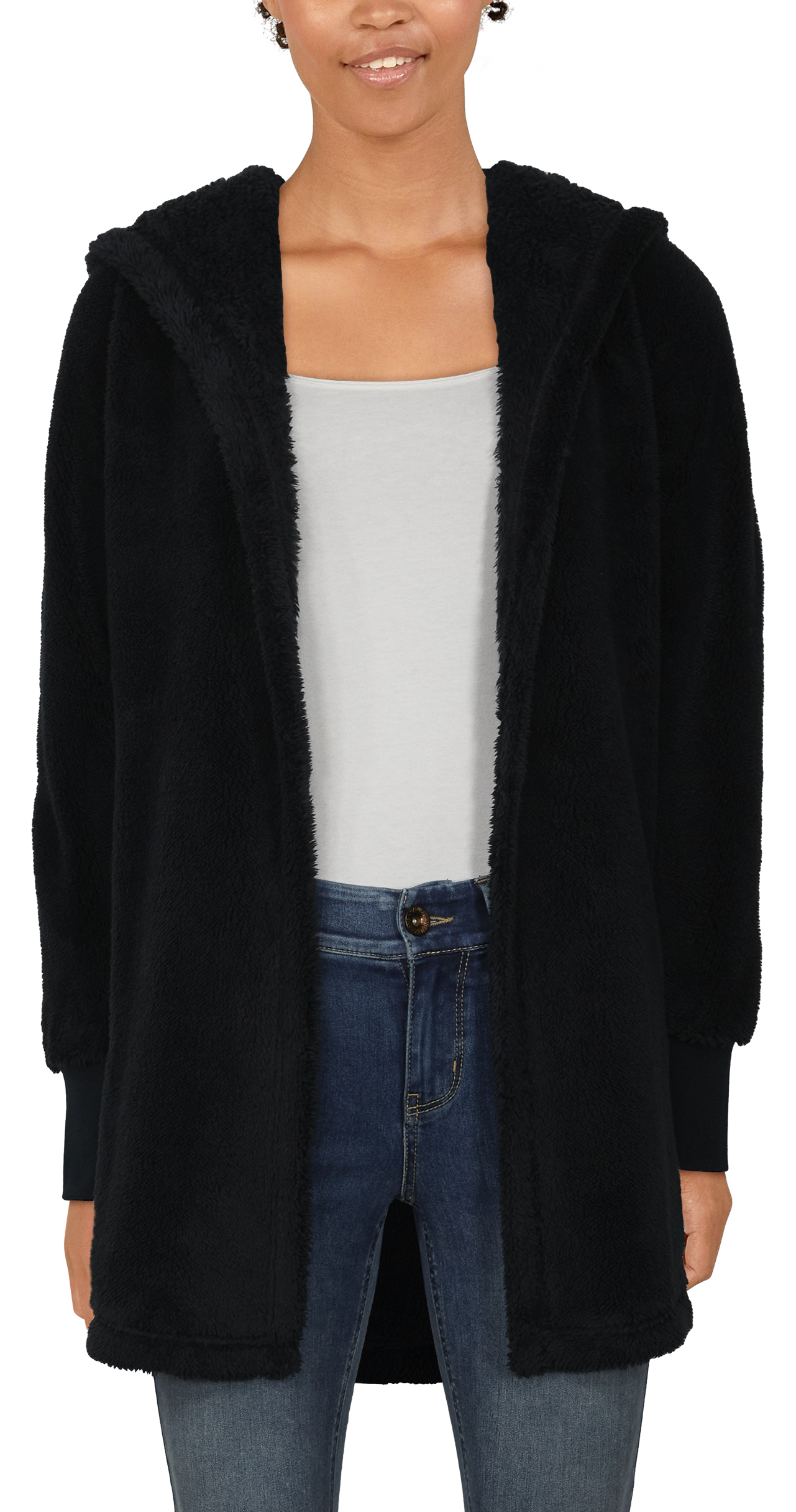 NATURAL REFLECTIONS Cozy Hooded Long-Sleeve Cardigan