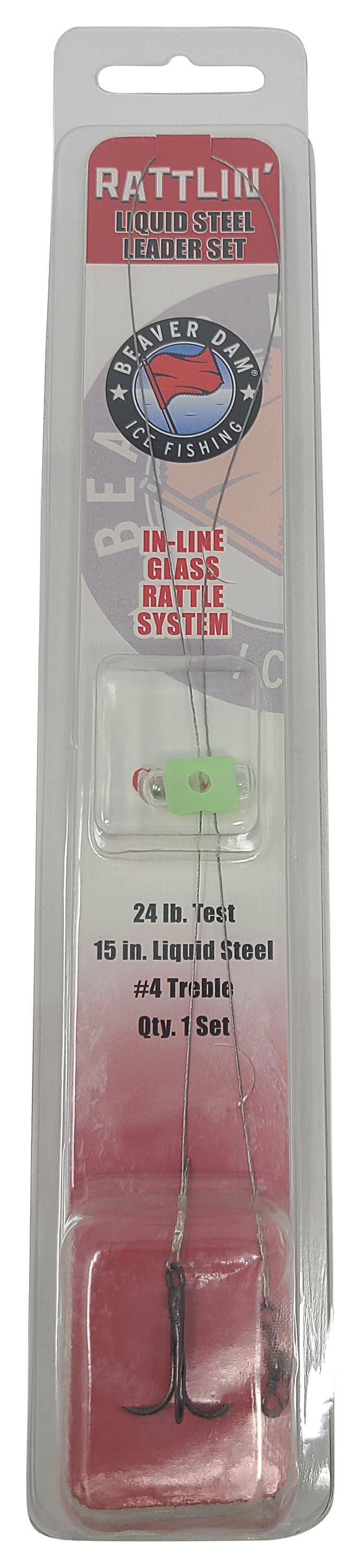 Image of Beaver Dam Rattlin' Liquid Steel Ice Leader Rig - Bronze - 40 lb., #4 Treble Hook