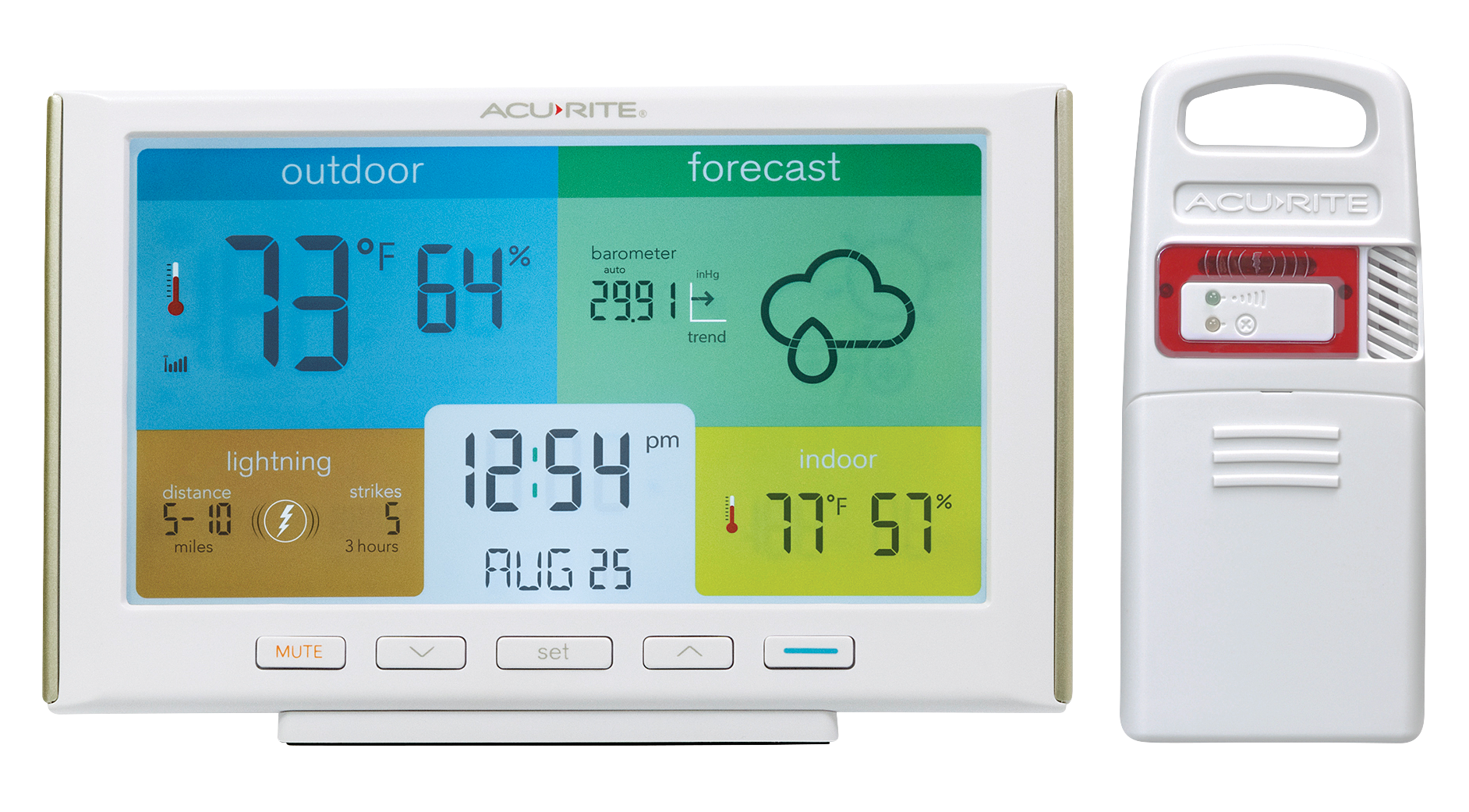AcuRite Weather Station Forecaster for Indoor/Outdoor Temperature and Humidity and Lightning Detection with Built-In Barometer