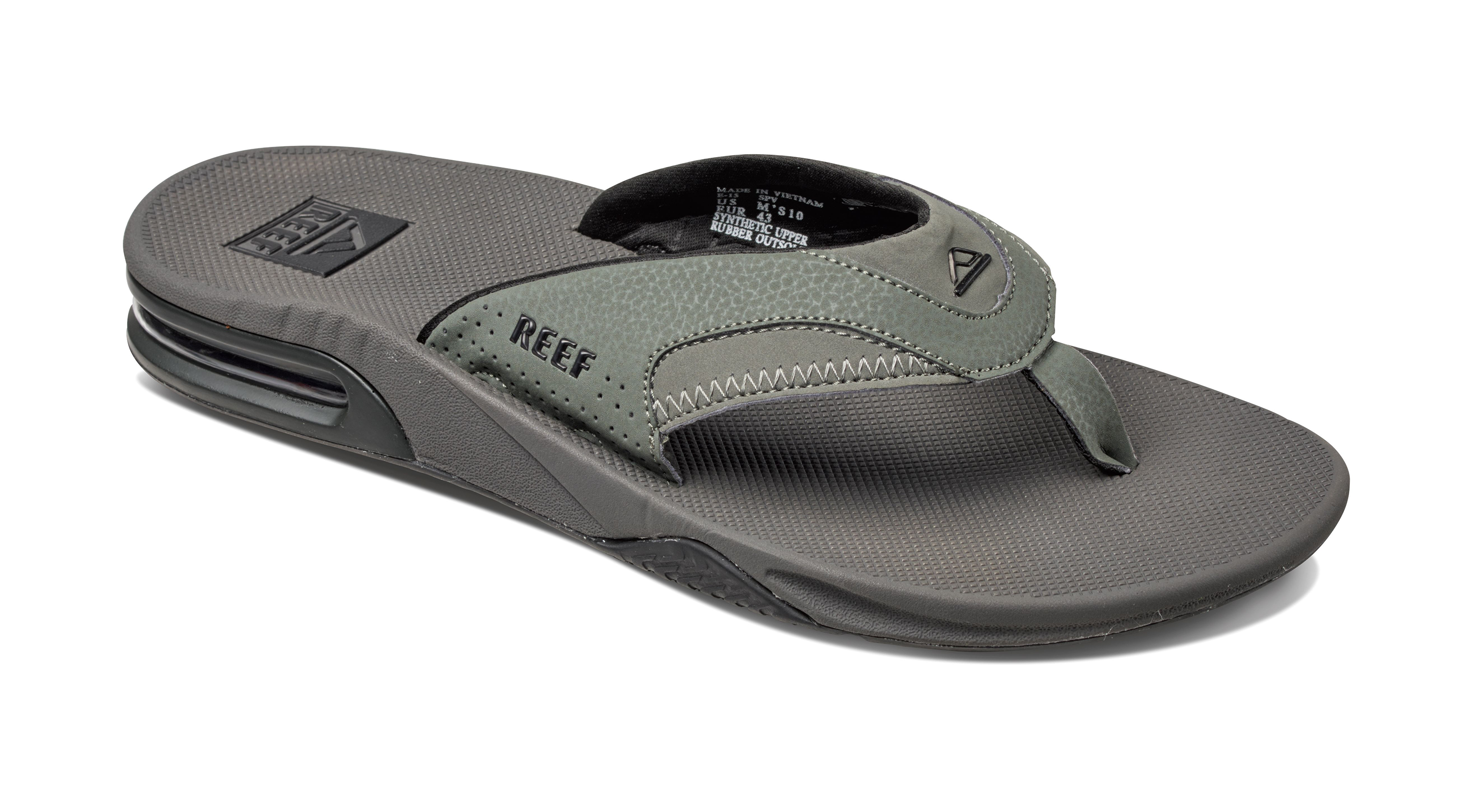 Image of Reef Fanning Sandals for Men - Grey/Black - 8M