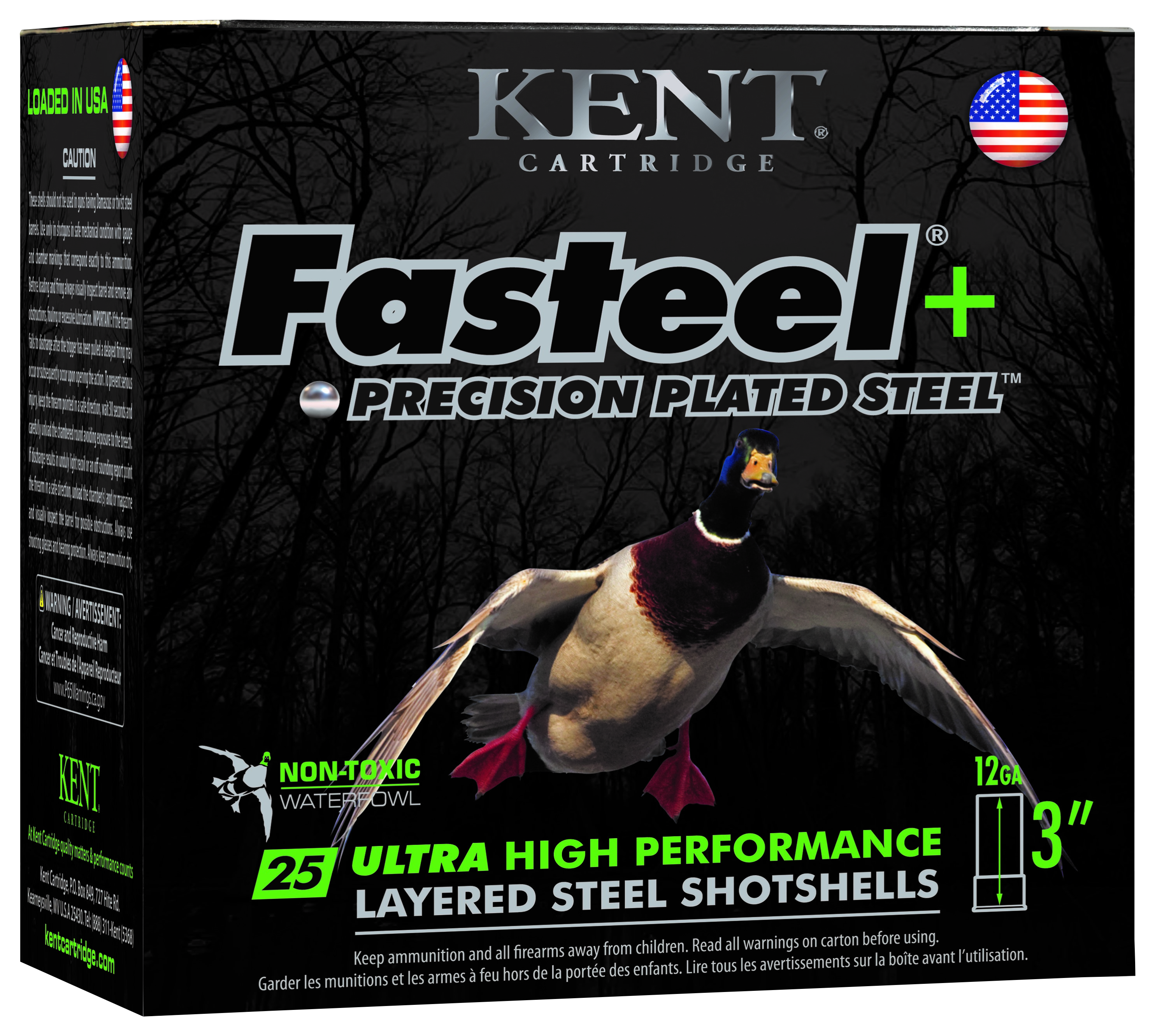 Kent Fasteel+ Precision Plated Steel Shotshells - 12 Gauge - 2/4 - 3″ - 250 Rounds - Kent Cartridge