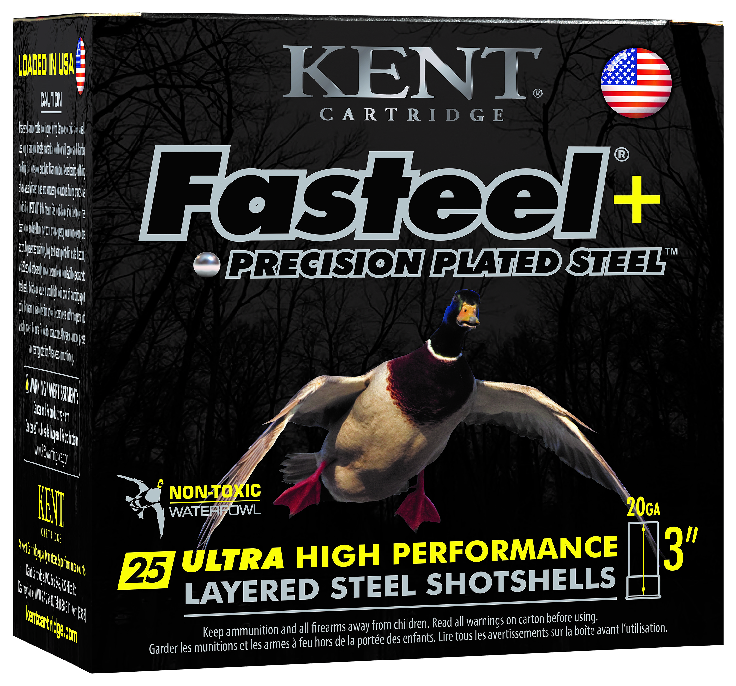 Kent Fasteel+ Precision Plated Steel Shotshells - 20 Gauge - 2X4 - 3" - 250 Rounds - Kent Cartridge