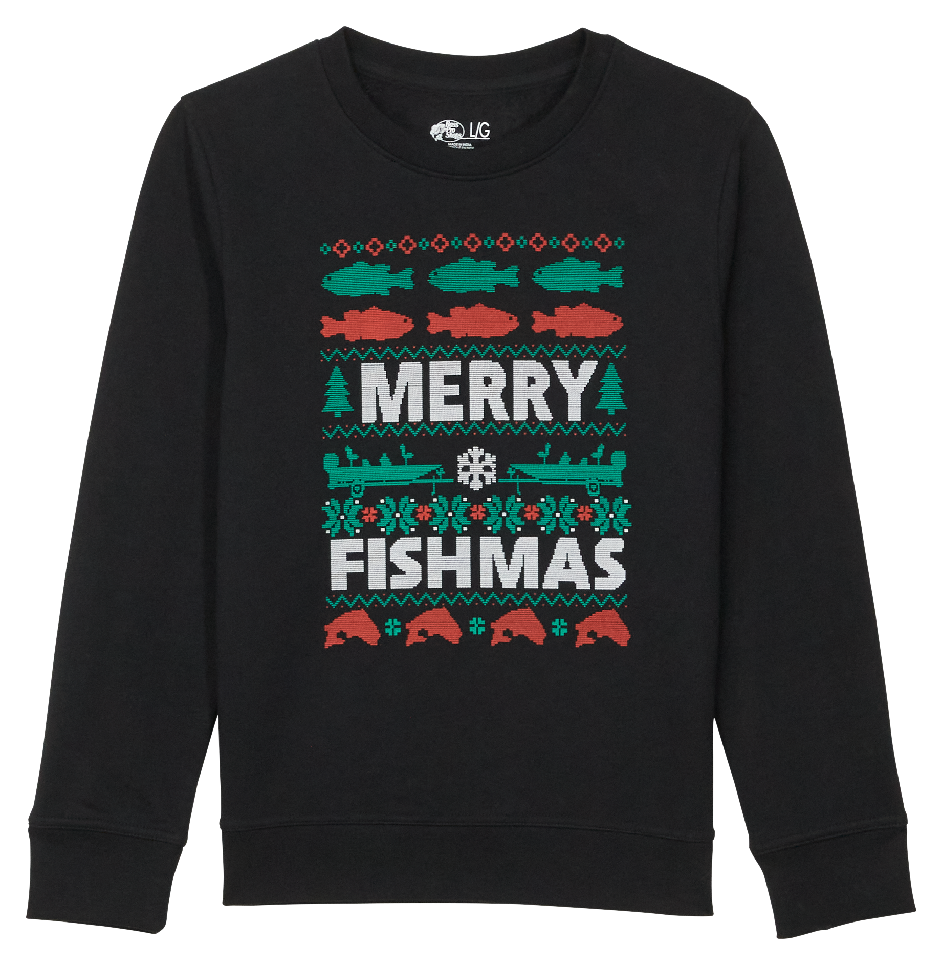 Bass Pro Shops Merry Fishmas Christmas Sweatshirt for Kids - Black - S