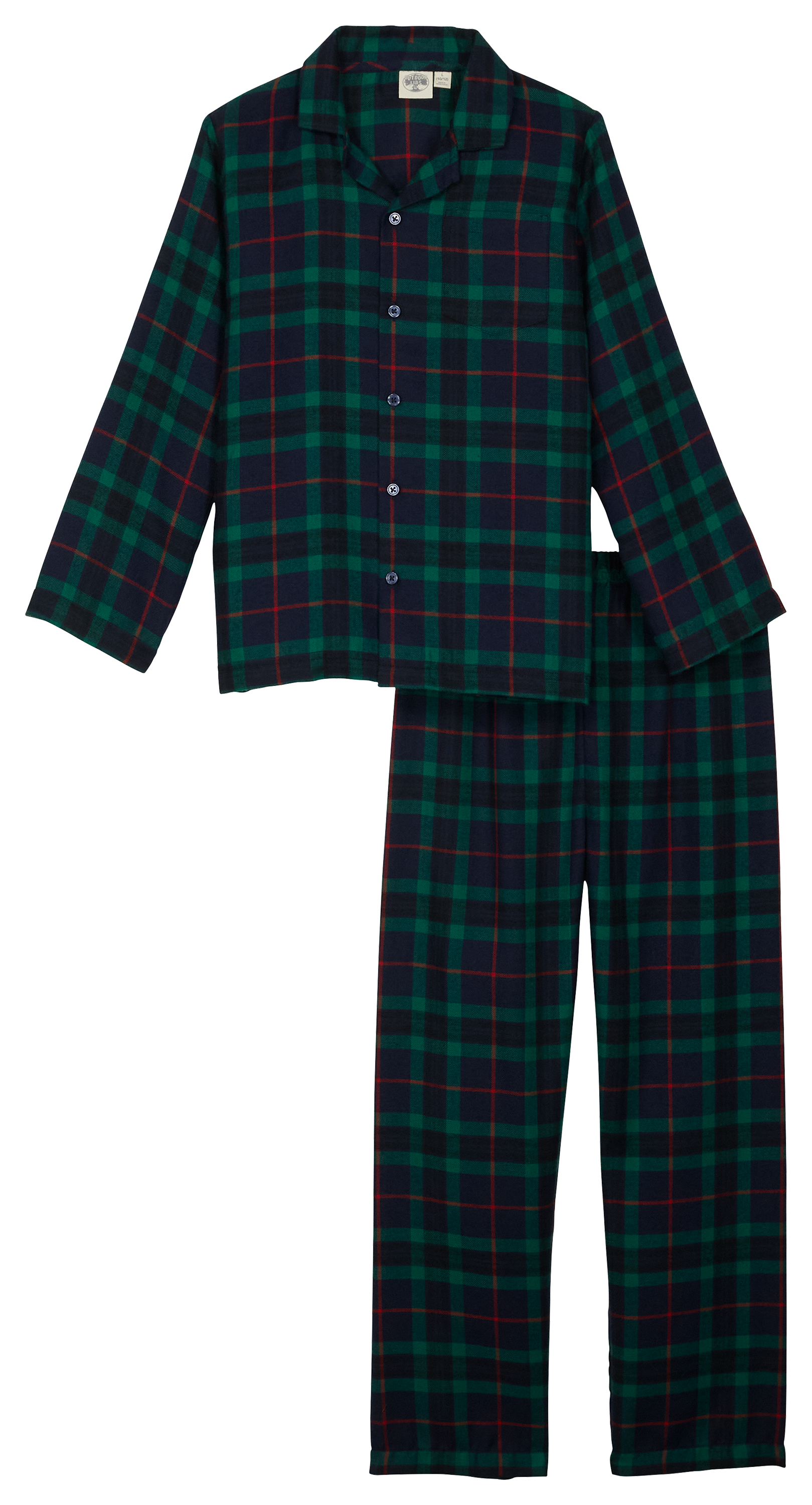 Image of Outdoor Kids Holiday 2-Piece Pajamas Set for Kids - Blue Plaid - XS