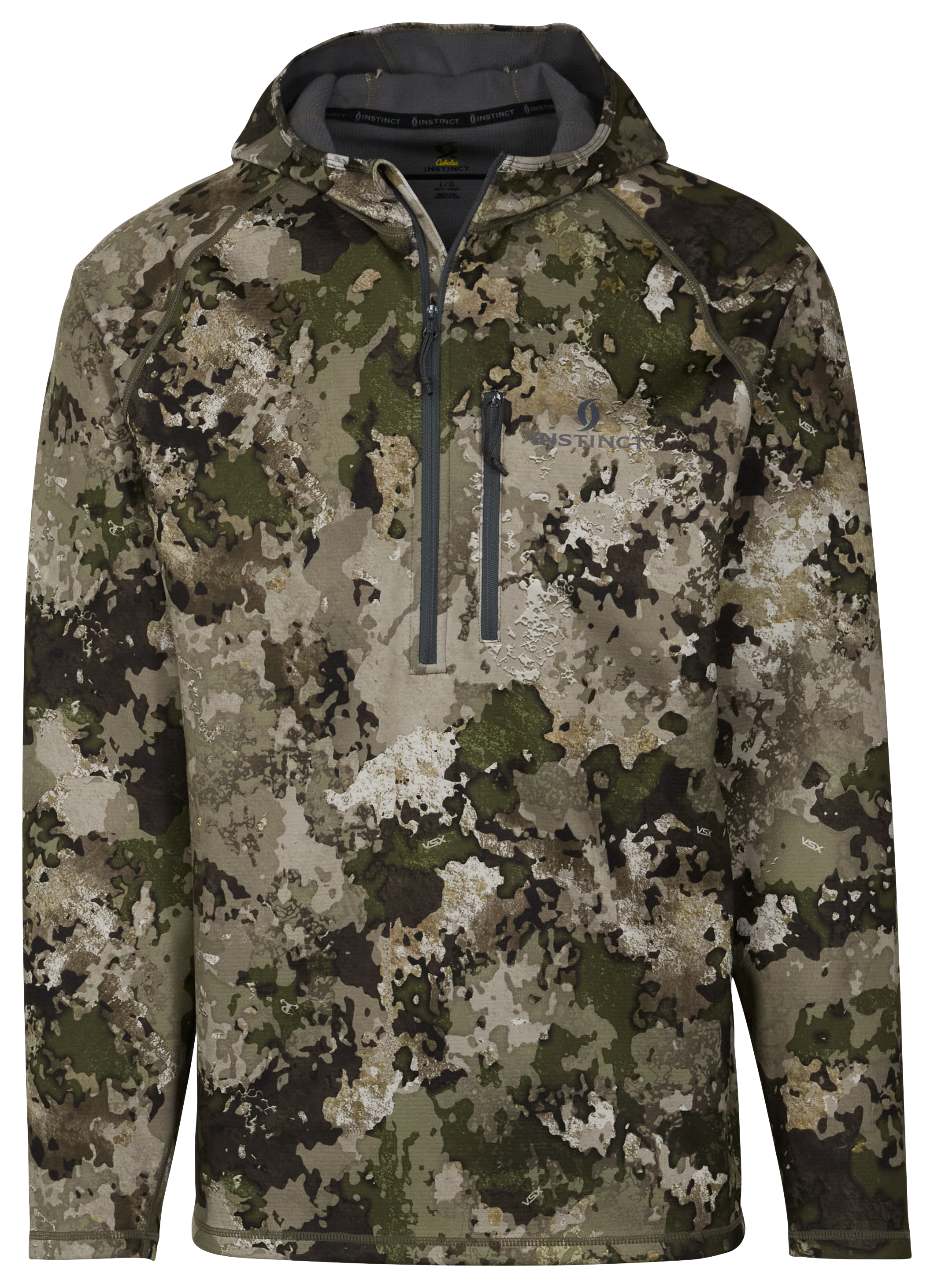 Image of Cabela's Instinct Midweight Quarter-Zip Hoodie with 4MOST INHIBIT for Men - TrueTimber VSX - M