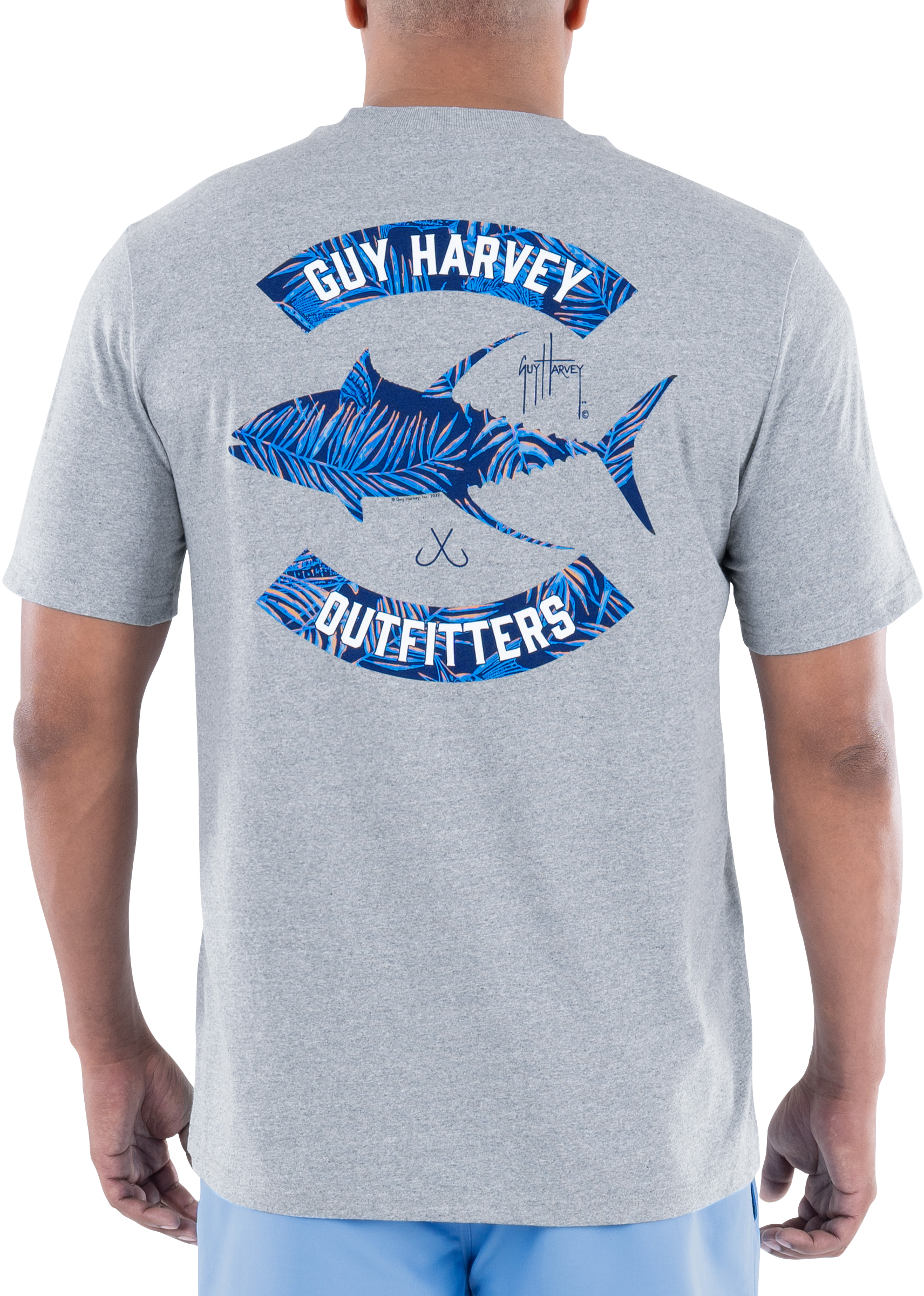 Image of Guy Harvey Tropic Tuna Short-Sleeve T-Shirt for Men - Light Grey Heather - M