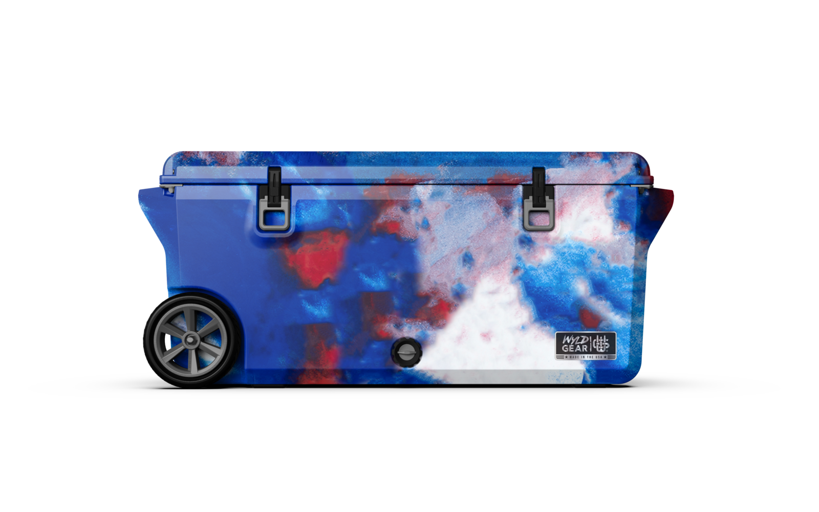 Image of Wyld Gear 110-Qt. Wheeled Hard Cooler - Red/White/Blue