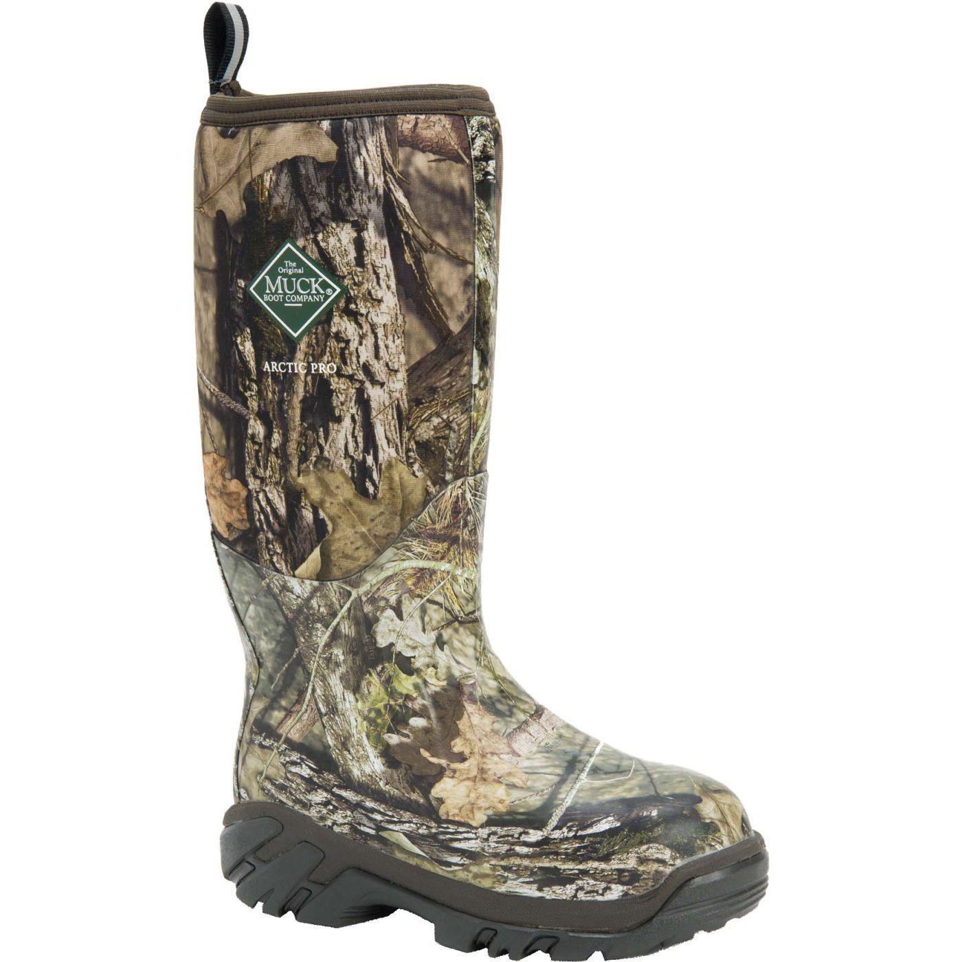 Image of The Original Muck Boot Company Arctic Pro Rubber Boots for Men - Brown/Mossy Oak Country DNA