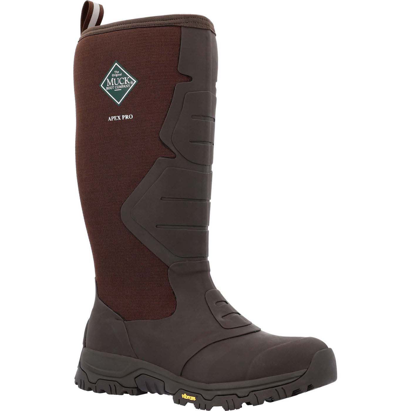 Image of The Original Muck Boot Company Apex Pro Tall Rubber Boots for Men with Arctic Grip - Brown - 8M